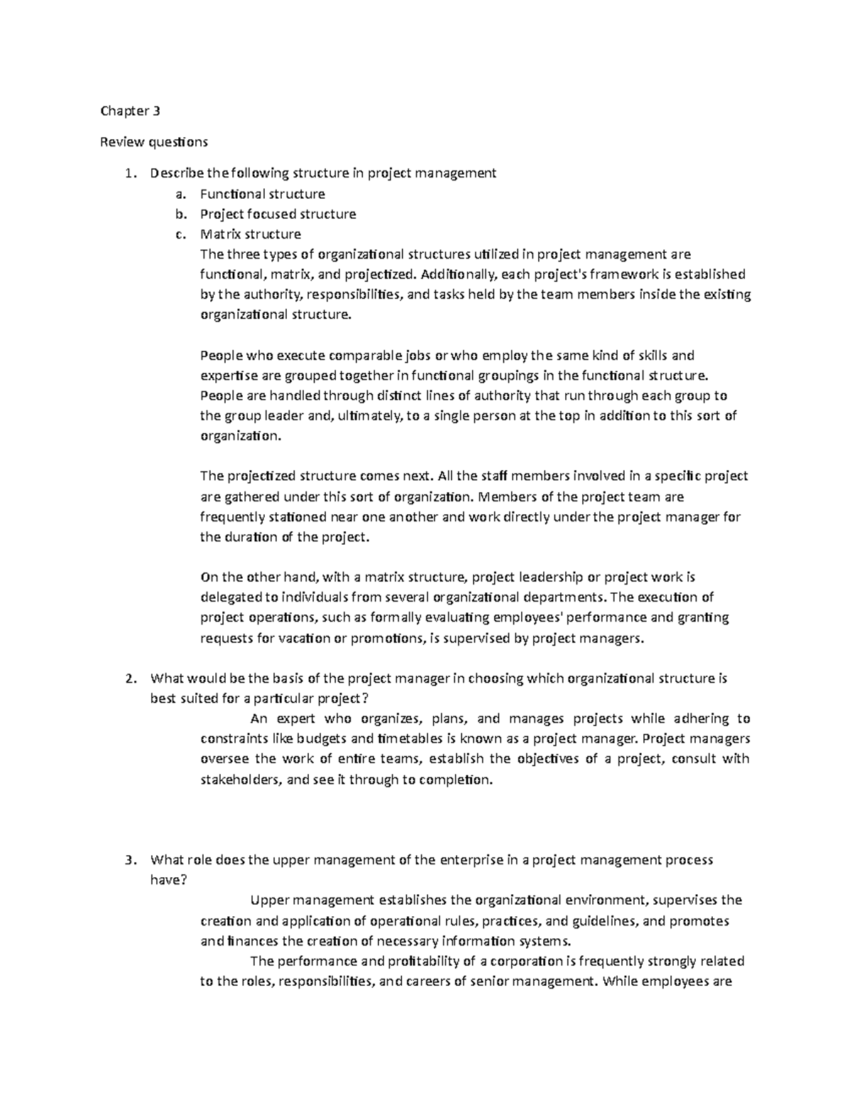 Chapter 3 - awsa - Chapter 3 Review questions Describe the following ...