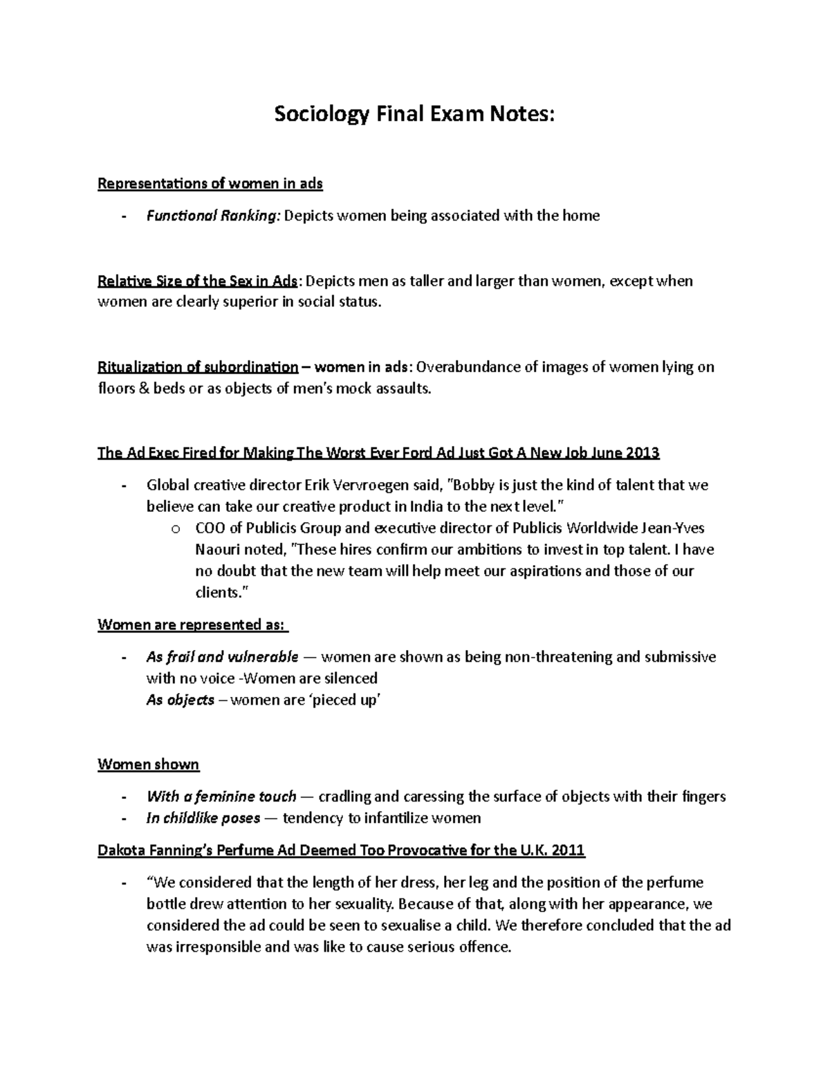 Sociology 2172 Final Exam Notes Weeks 1-12 - Sociology Final Exam Notes ...