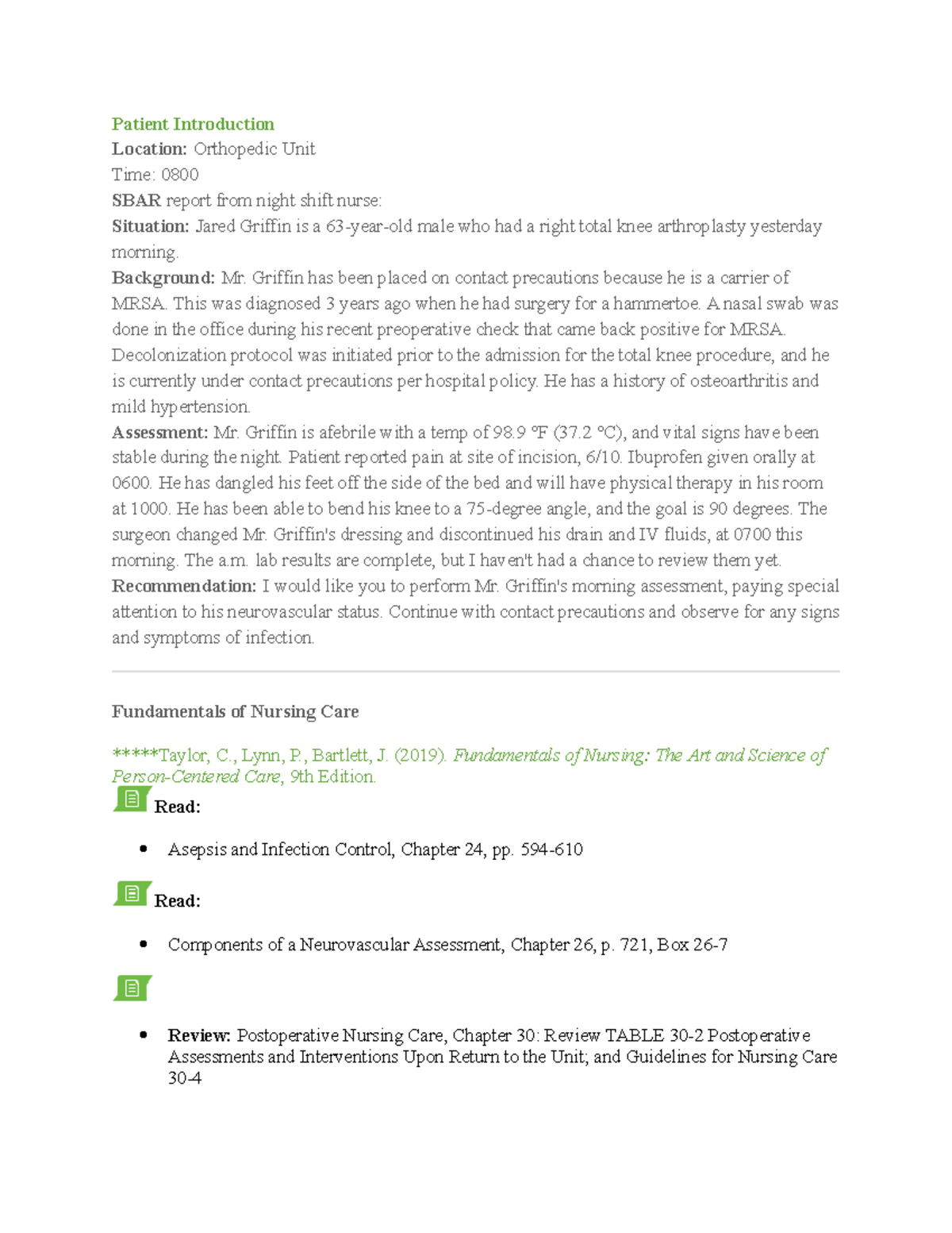 Patient Introduction - Patient Introduction Location: Orthopedic Unit ...