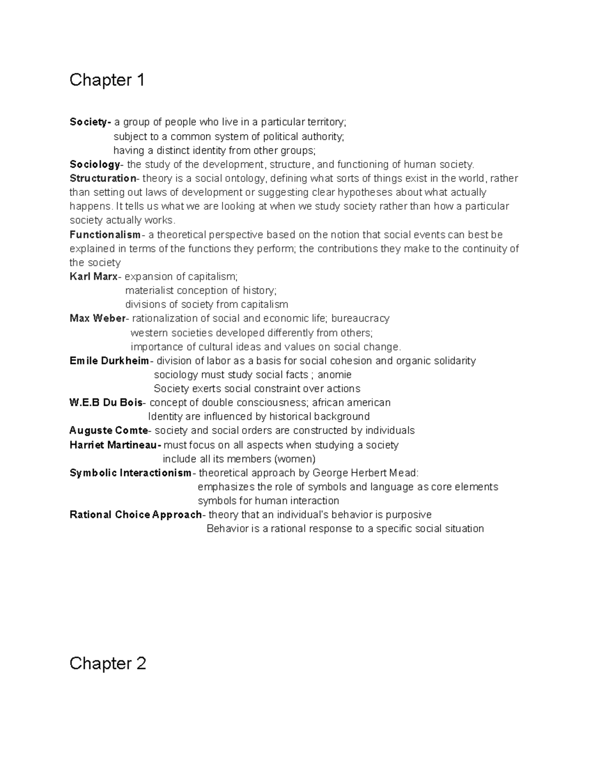 Midterm Review Sociology - Chapter 1 Society- a group of people who ...