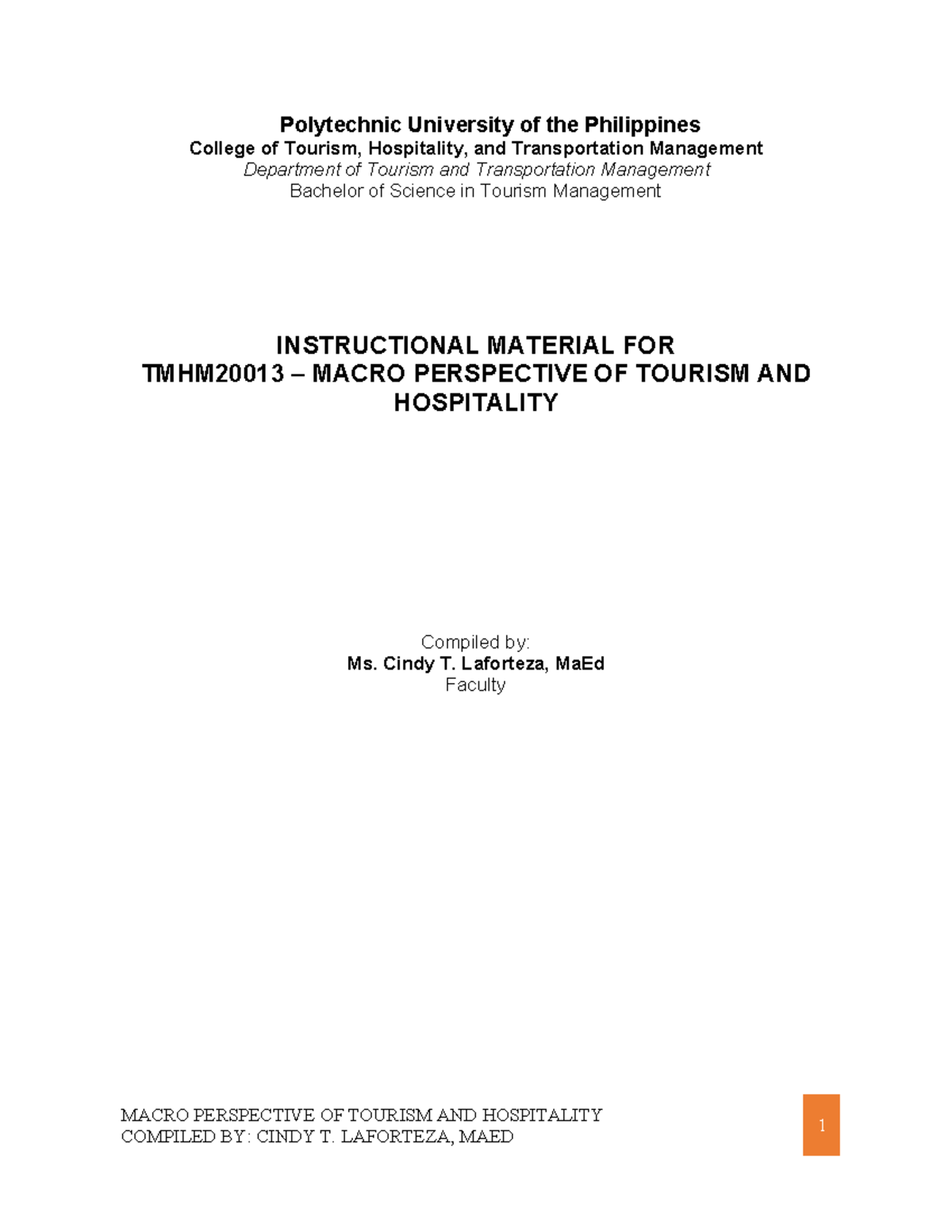 Chapter 1 - hey - MACRO PERSPECTIVE OF TOURISM AND HOSPITALITY 1 ...