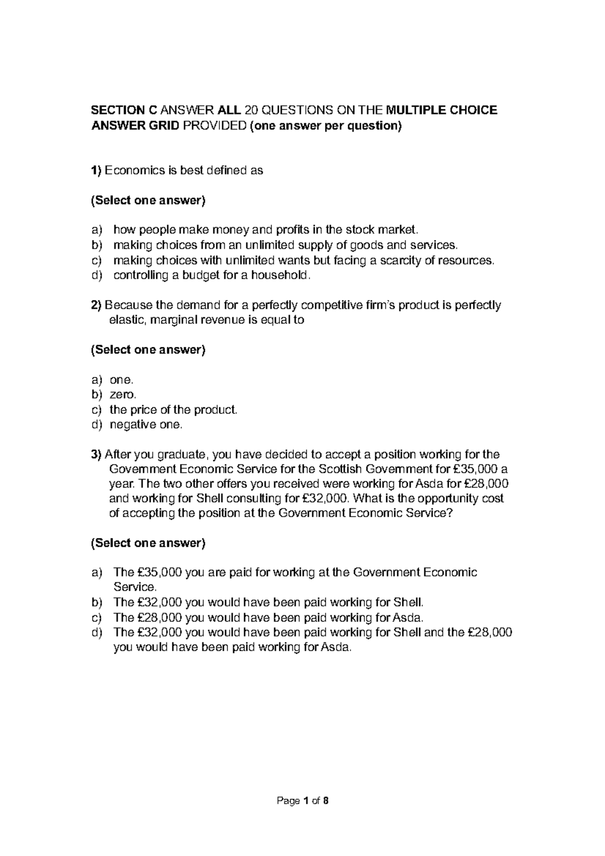 MCQ - All The Multiple Choice Questions From The Past Papers For Exam ...