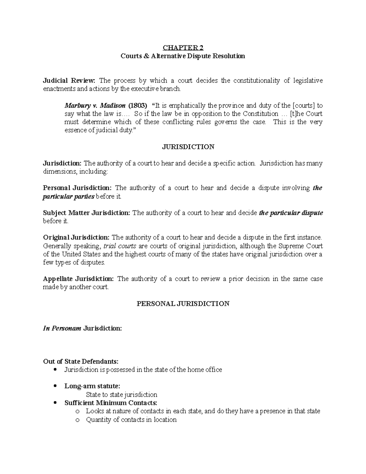 Ch+2+Courts++ADR+Lecture+OL - CHAPTER 2 Courts & Alternative Dispute ...