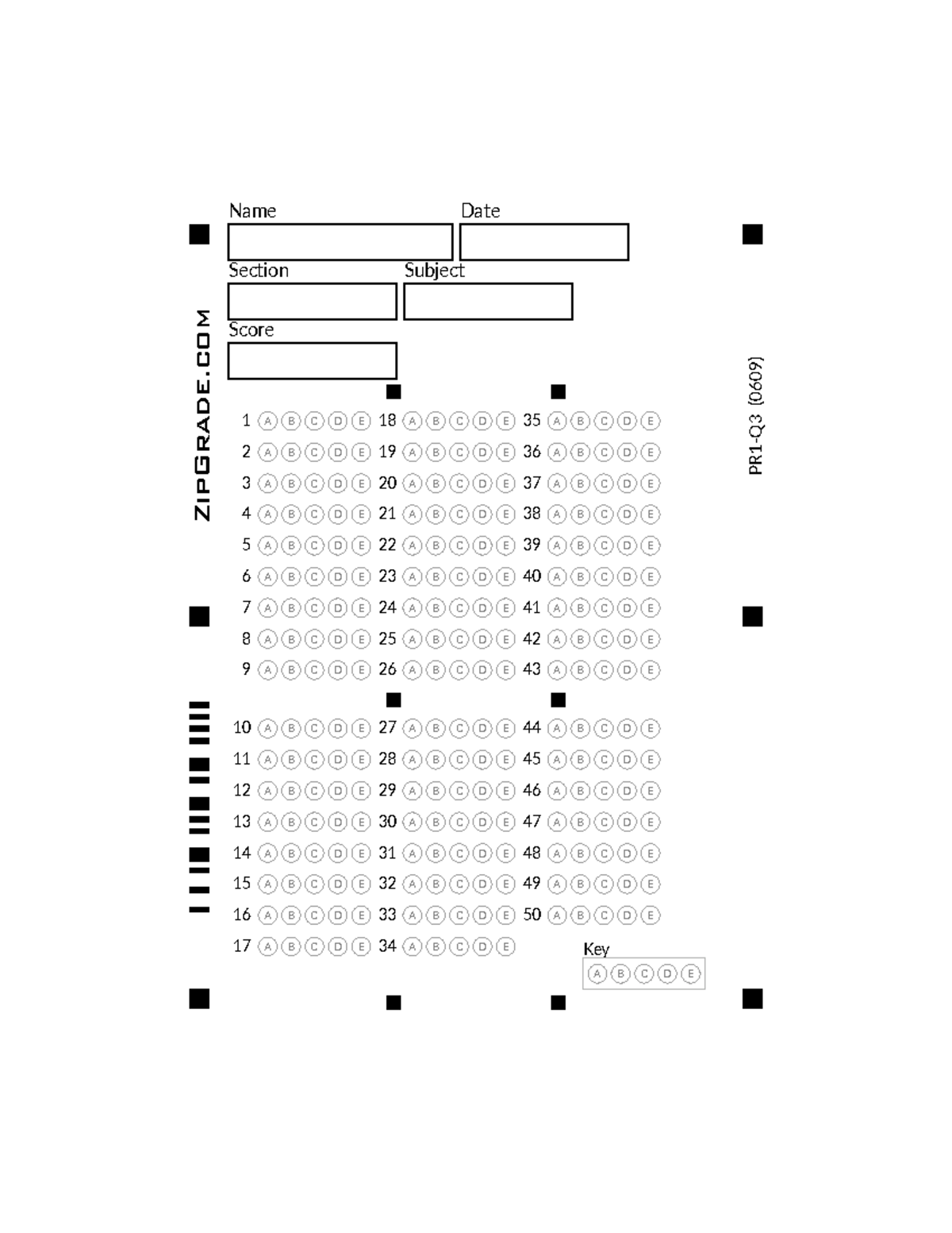 0609x1 - n/a - Name Date Section Subject Score Key A B C D E PR1-Q3 ...