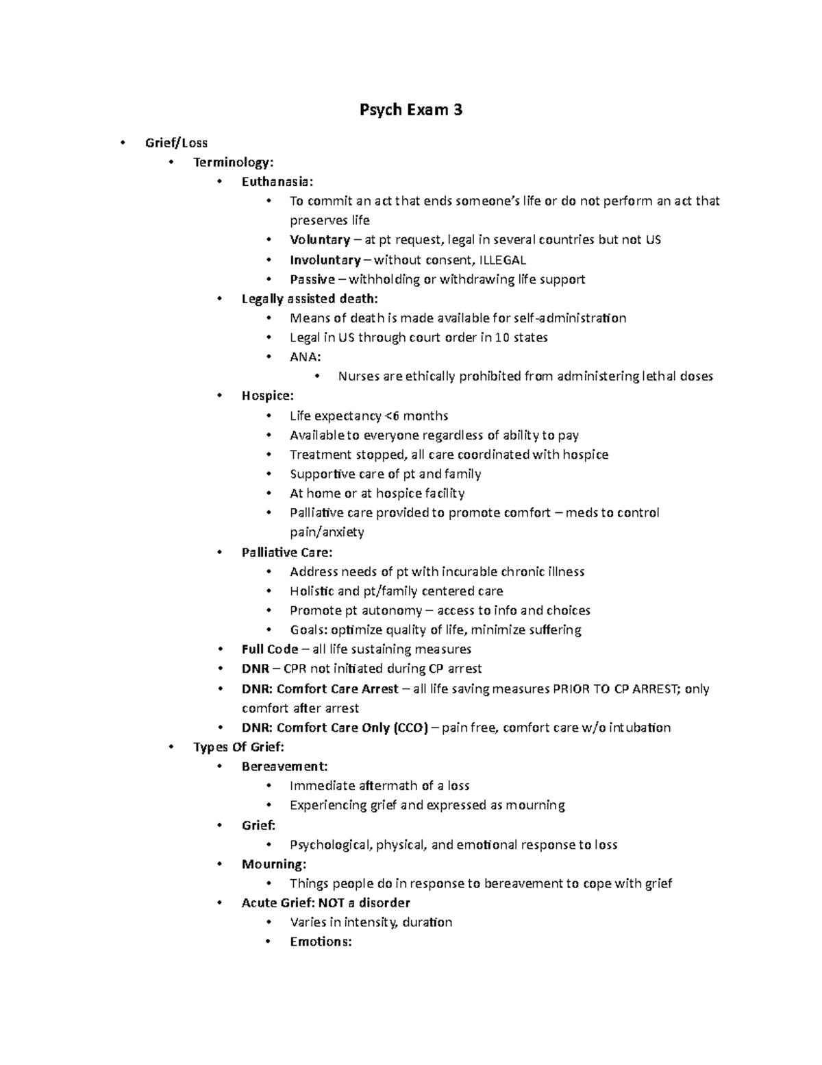 Psych Exam 3 - Nursing exam notes, prep for exam, studying, nclex ...