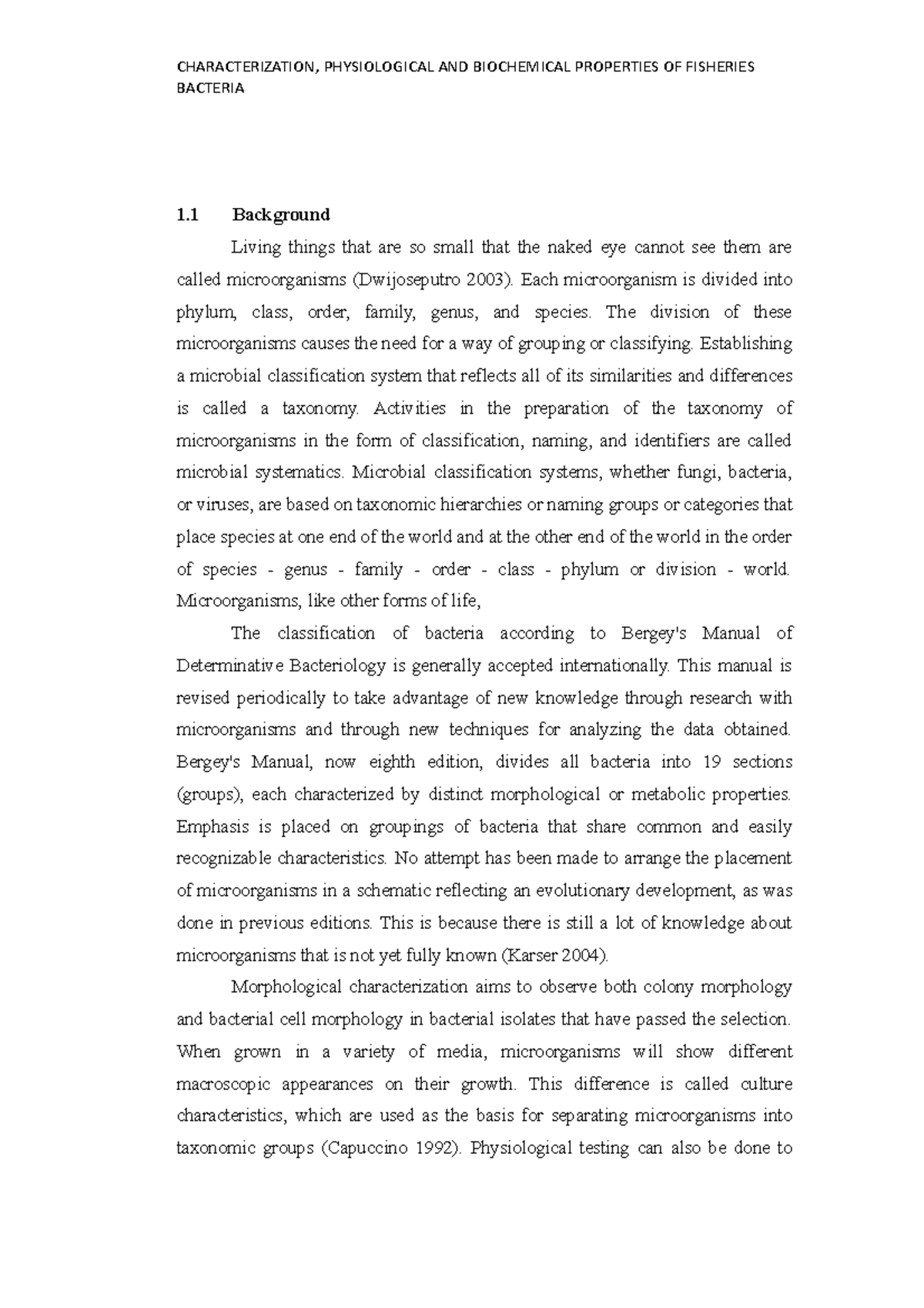 Characterization, Physiological AND Biochemical Properties OF Fisheries ...