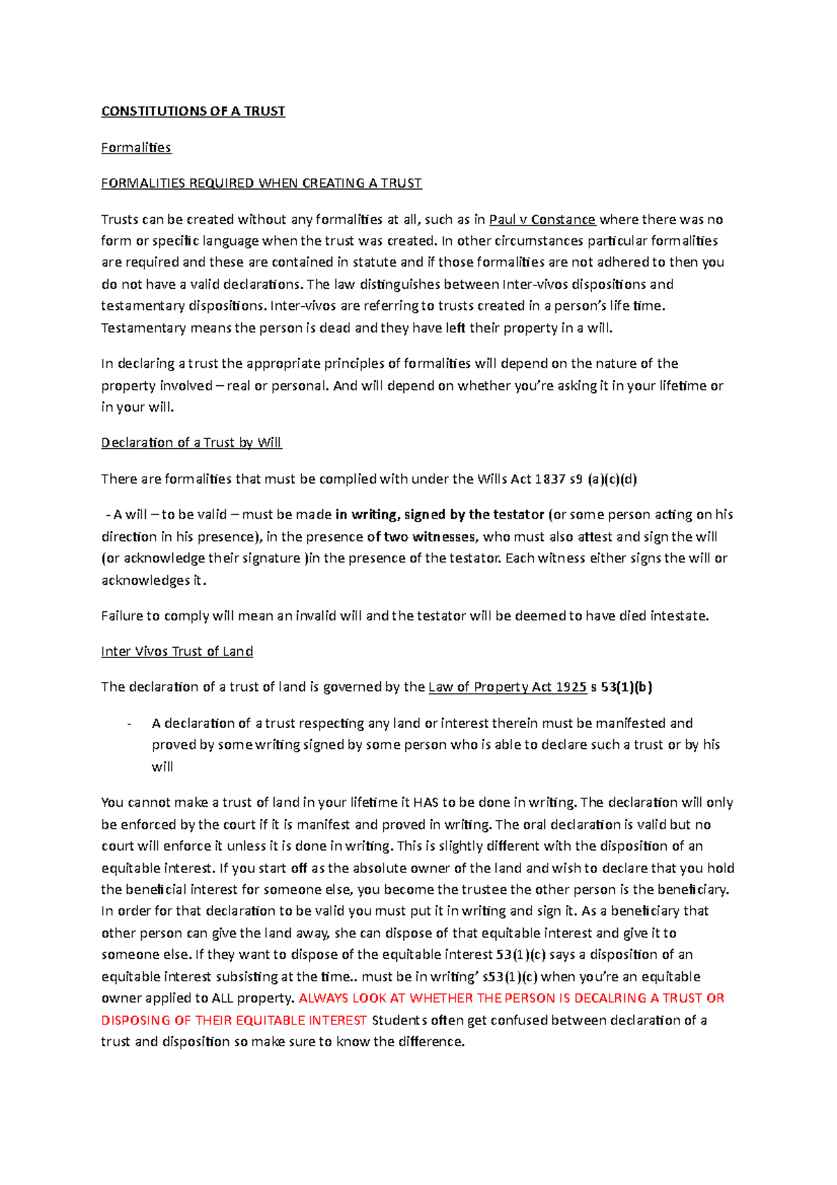 Constitutions OF A Trust - CONSTITUTIONS OF A TRUST Formalities ...