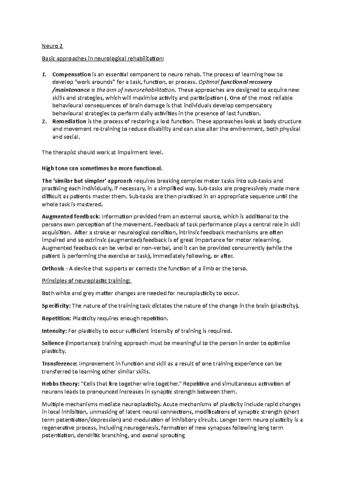 Neuro 2 revision - Neuro 2 Basic approaches in neurological ...