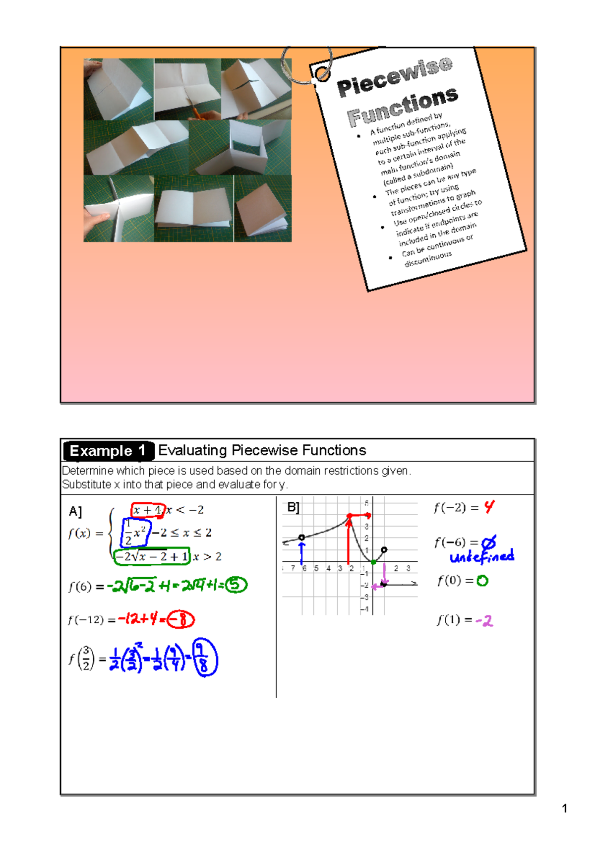 SB Notes Piecewise Functions - Example > > 1 Evaluating Piecewise ...