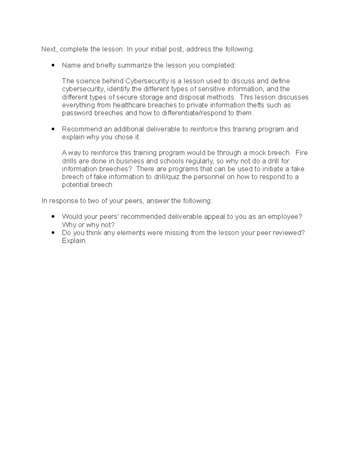 Week 5 Discussion - Next, complete the lesson. In your initial post ...
