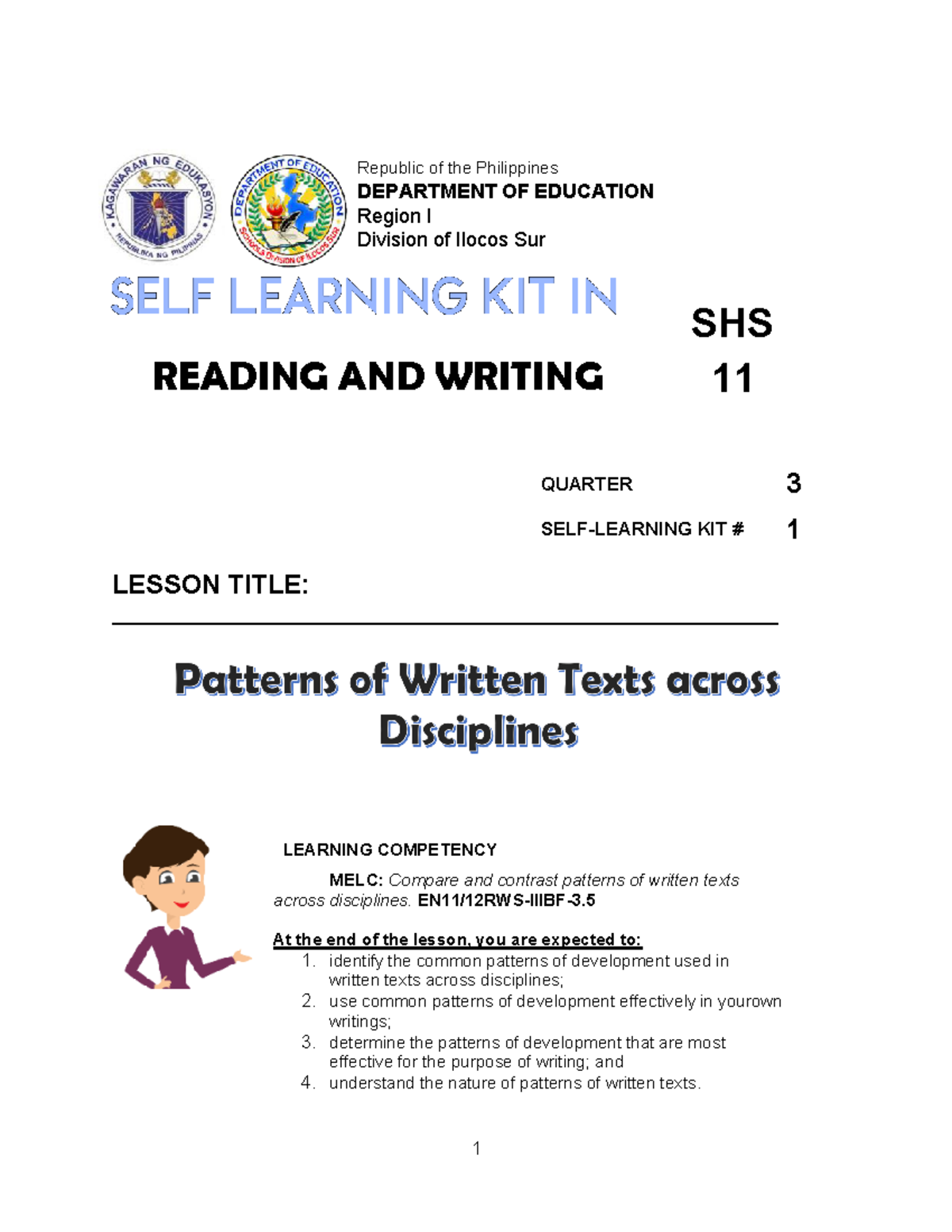 Reading and Writing Skills Quarter 3 SLK 1 MELC Compare and