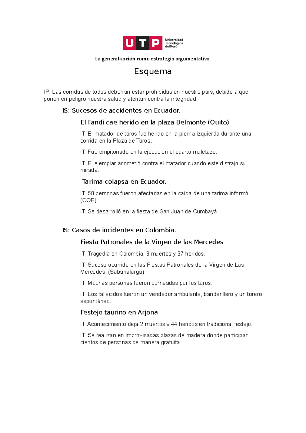 La Generalización Como Estrategia Argumentativa - UTP - La ...