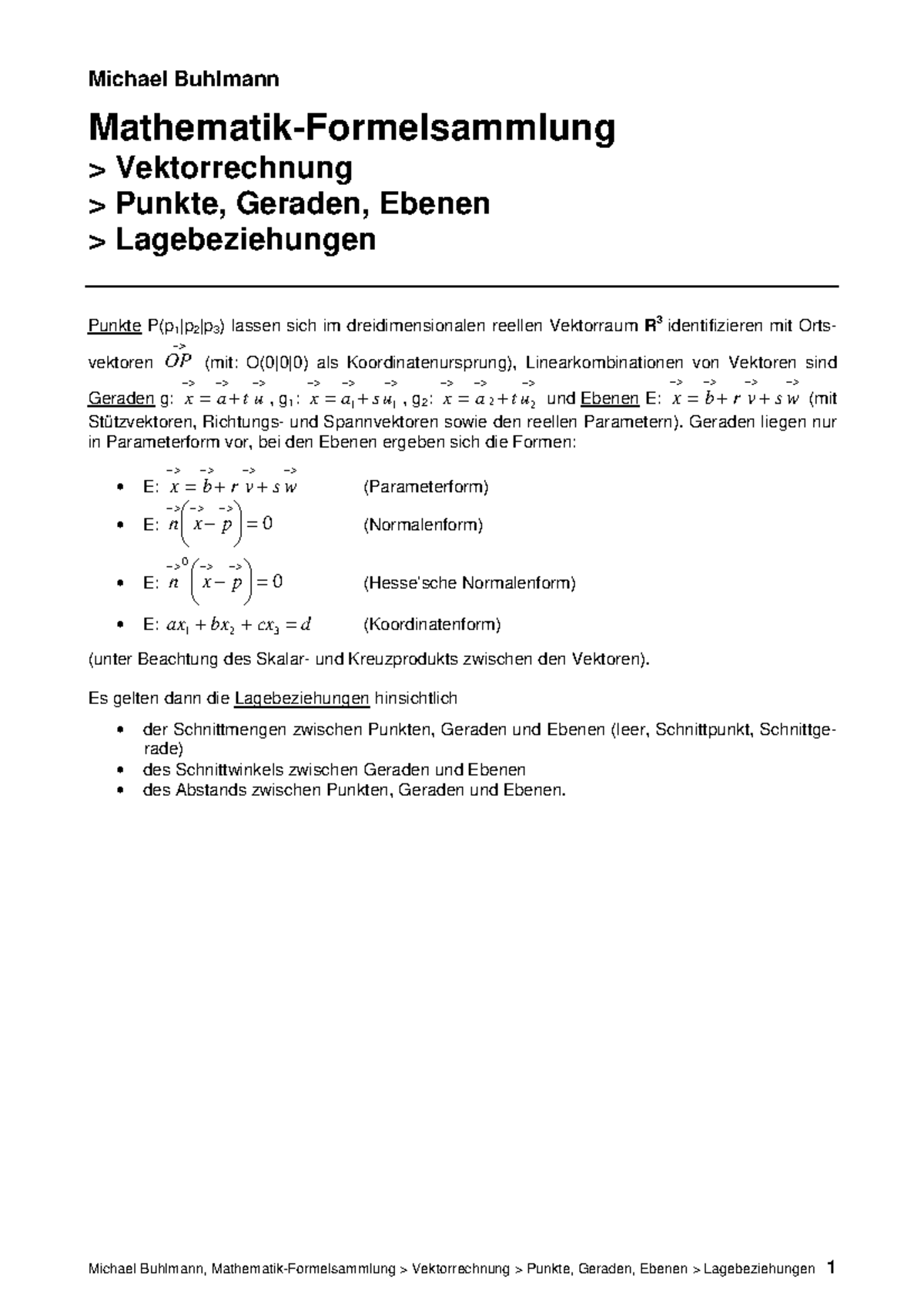 Mbhp vrpge fs lagb pdf - mathe 1 - Michael Buhlmann Mathematik-Formelsammlung > Vektorrechnung ...