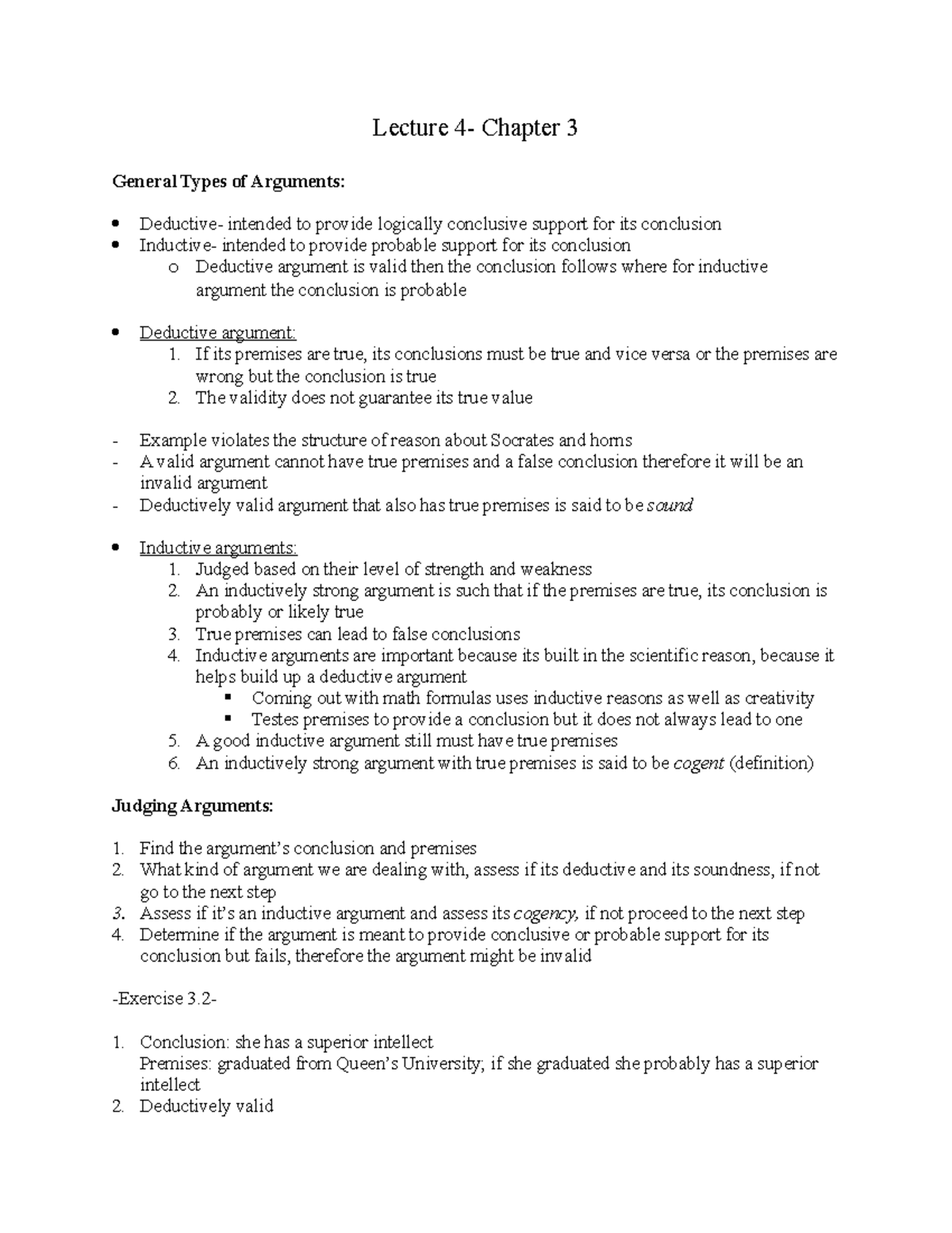 Lecture 4 chapter 3 - Lecture 4- Chapter 3 General Types of Arguments ...