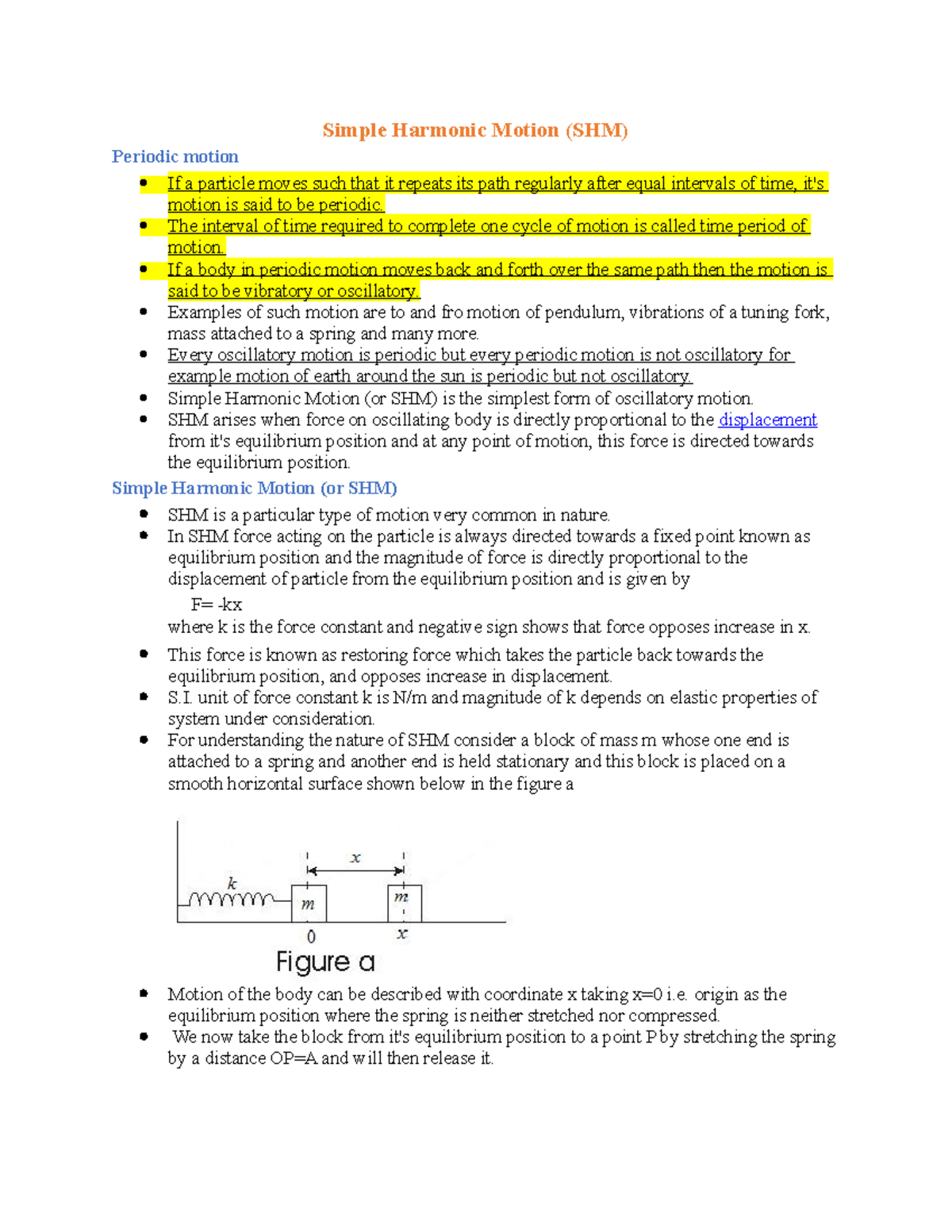 Simple%20Harmonic%20Motion,%20explicit%20notes - Simple Harmonic Motion ...