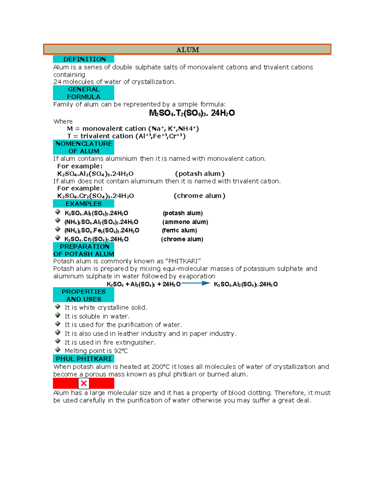 Alum Alum Chemistry ALUM DEFINITION Studocu