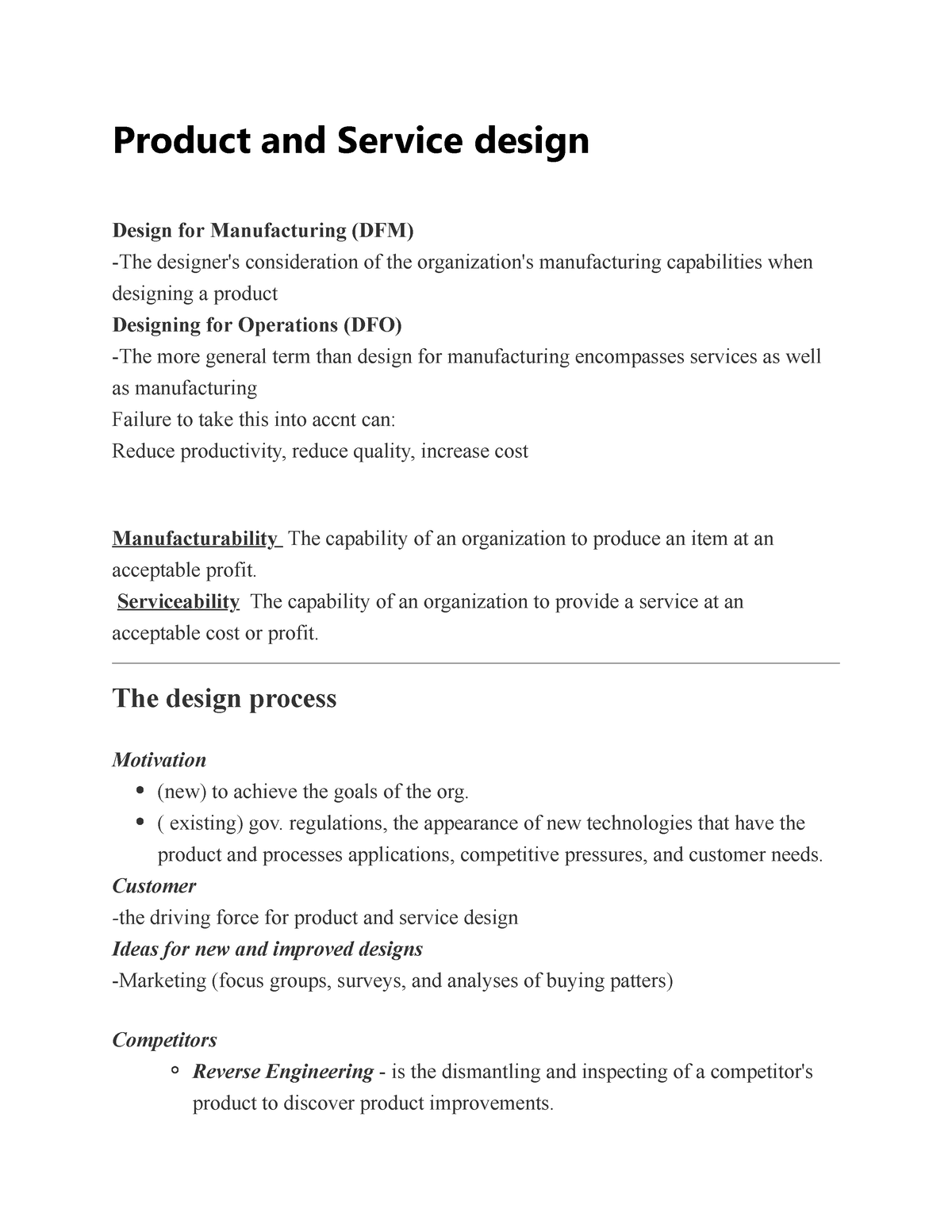 Product and Service design - Product and Service design Design for ...