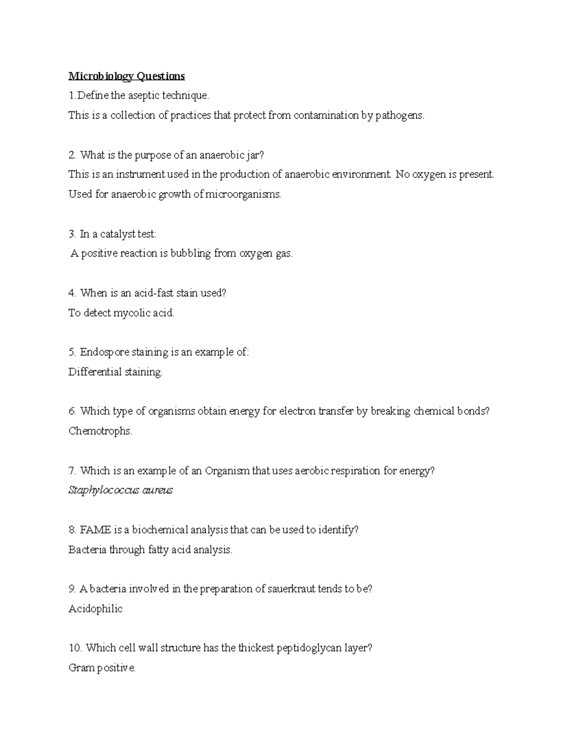 Prep Questions set B Tutorial QnA Microbiology Questions 1 the