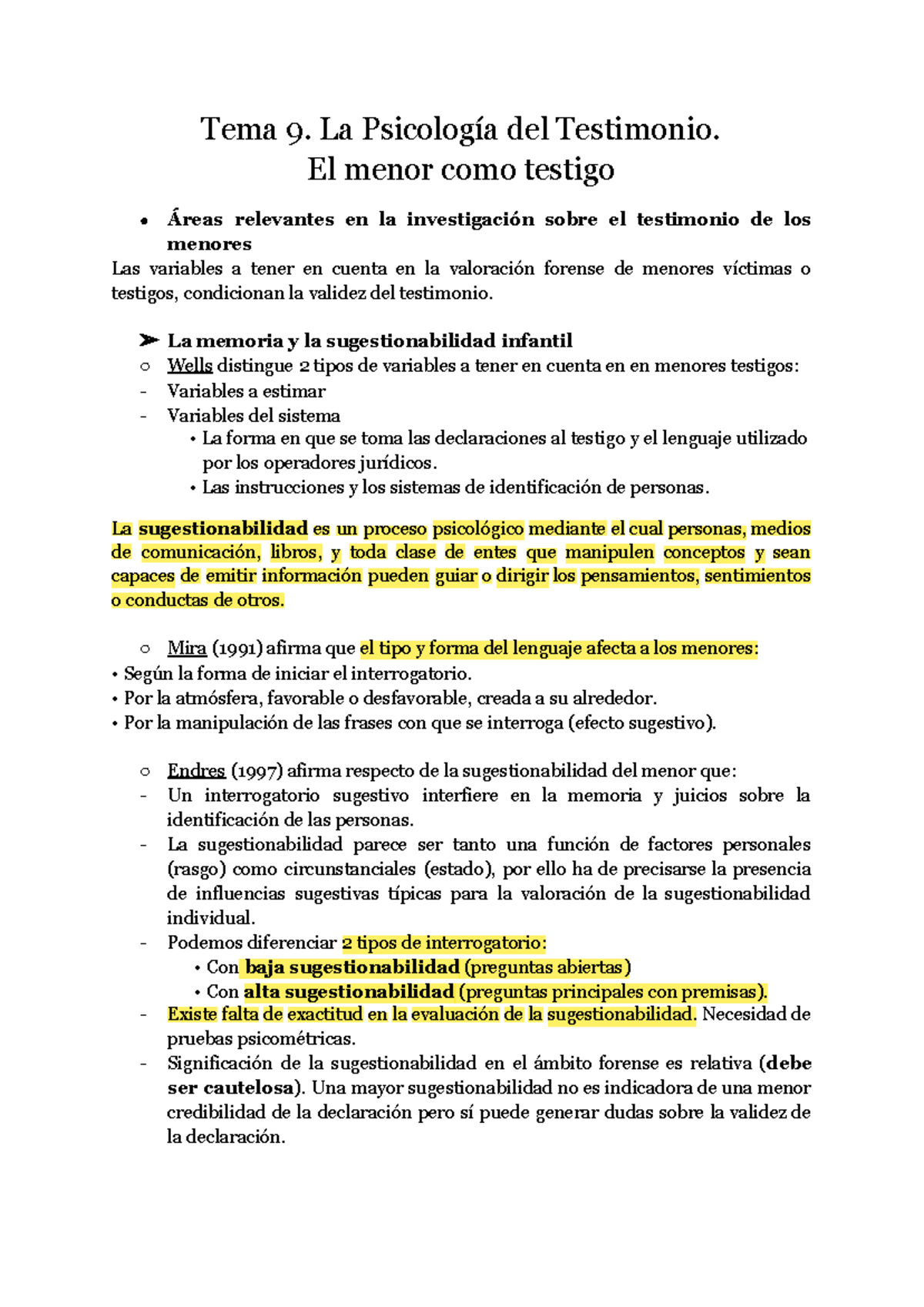 Tema La Psicolog A Del Testimonio El Menor Como Testigo Tema La Psicolog A Del