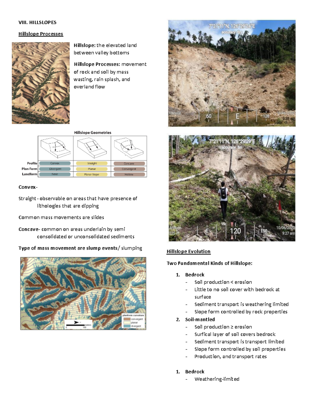 VIII. Hillslopes VIII. HILLSLOPES Hillslope Processes Hillslope the