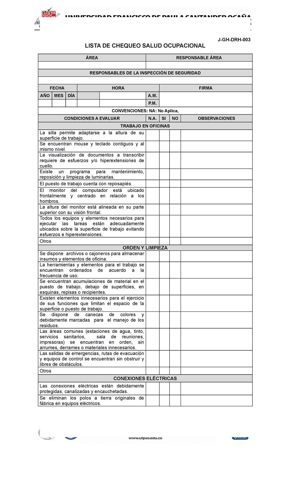 Check list de Essaluud - ingenieria de sistemas - UTP - Studocu