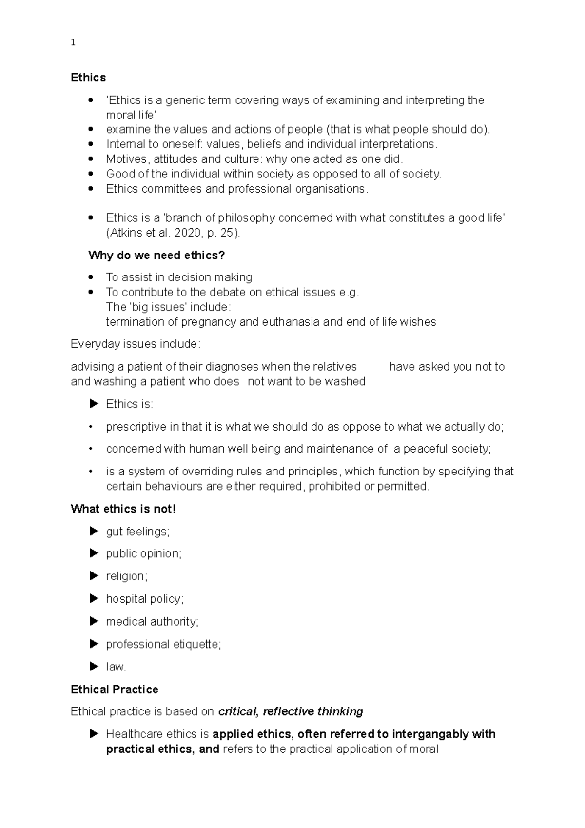 Legal and ethical requirements Module 1 - Ethics ‘Ethics is a generic ...