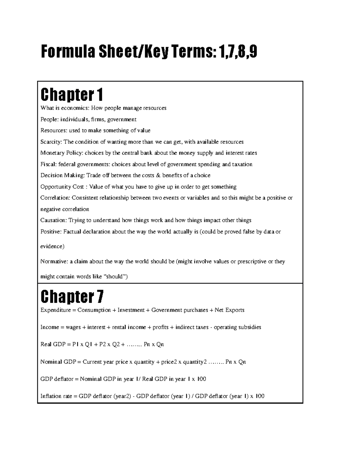 Formula page Ch 1,7,8,9 - Formula Sheet/Key Terms: 1,7,8, Chapter 1 ...