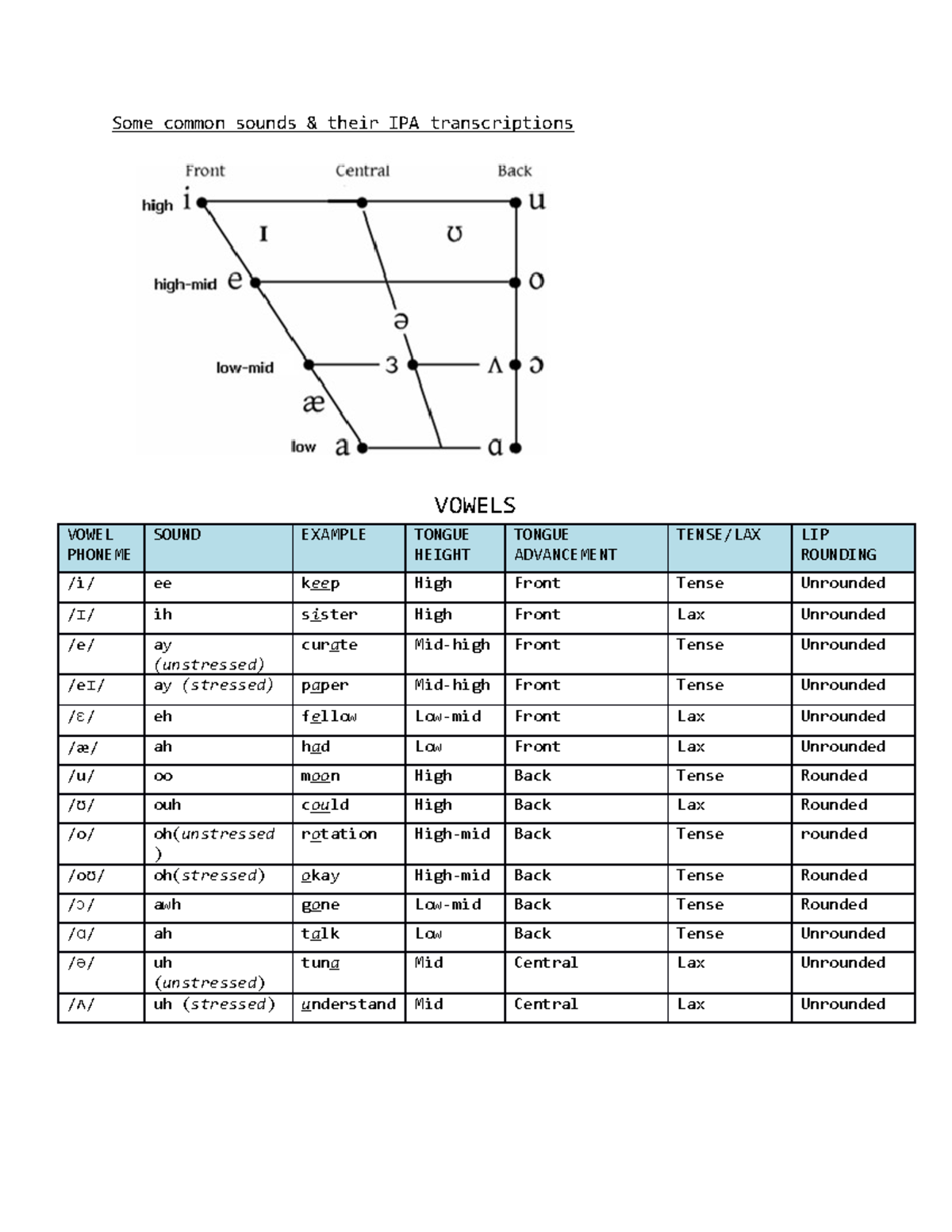 IPA Transcriptions of Phonemes - Some common sounds & their IPA ...