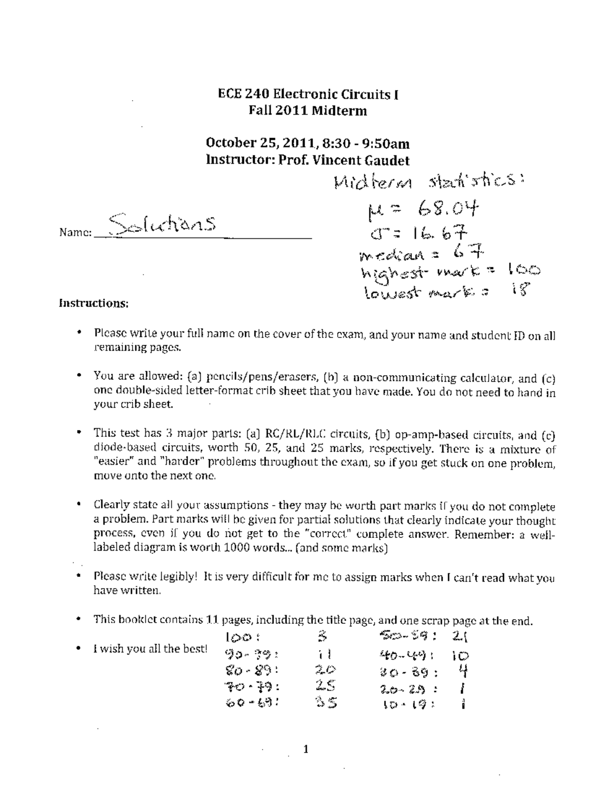 Midterm F2011 Solutions - ECE 240 - Studocu