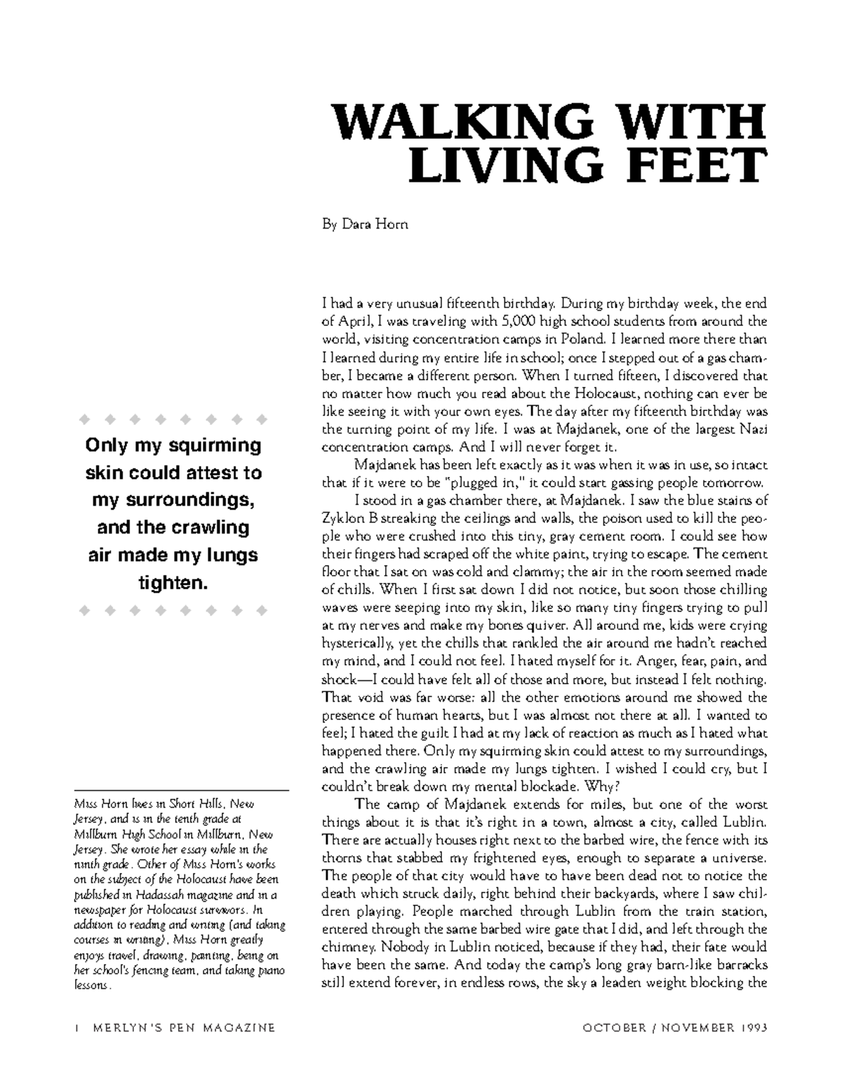 Walking+with+Living+Feet 1 M E R LY N ’ S P E N M A G A Z I N E O C T