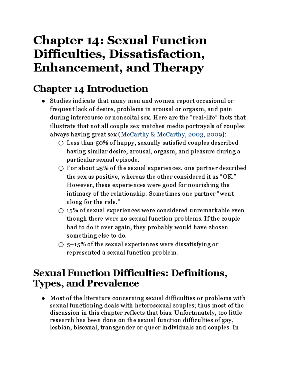 Human Sexuality Chapter 14 Notes Chapter 14 Sexual Function