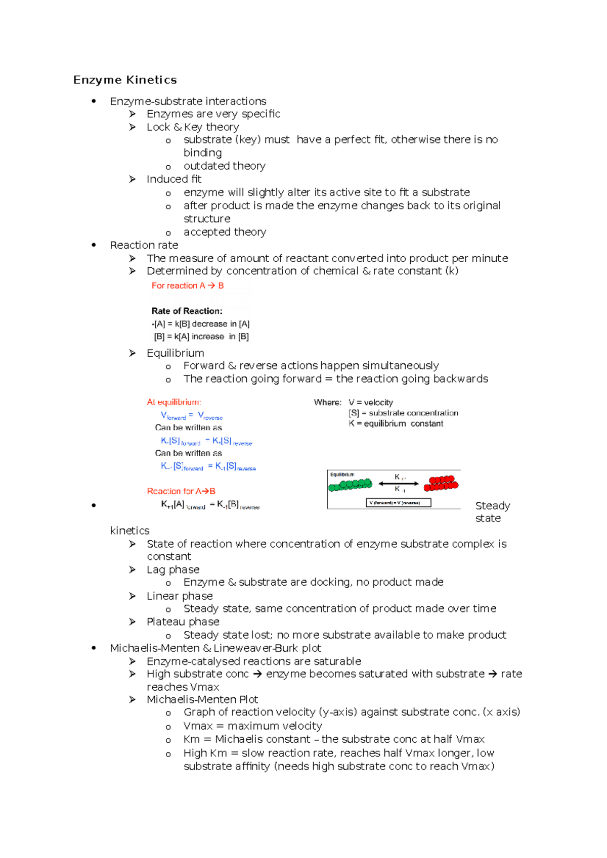 Lecture 3 - Enzyme Kinetics & Regulation - Enzyme Kinetics Enzyme ...