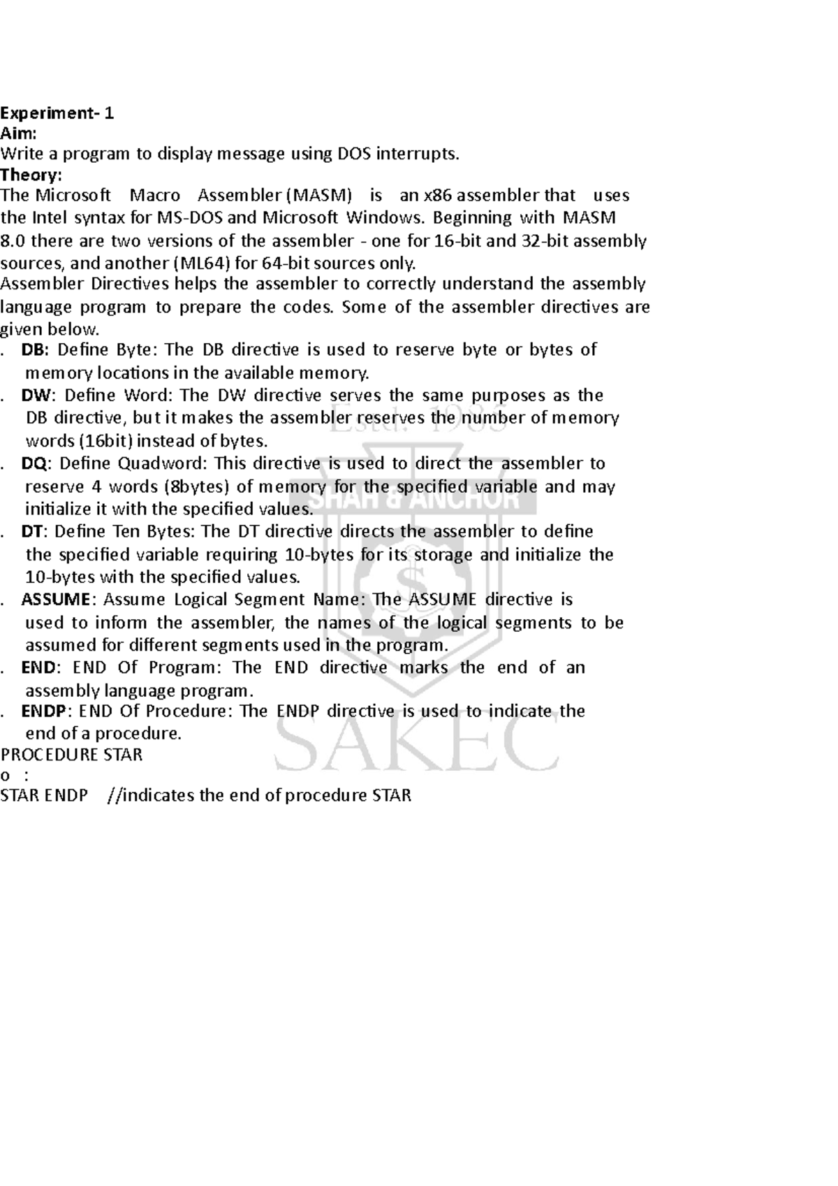 Display message using DOS interrupts - Theory: The Microsoft Macro ...