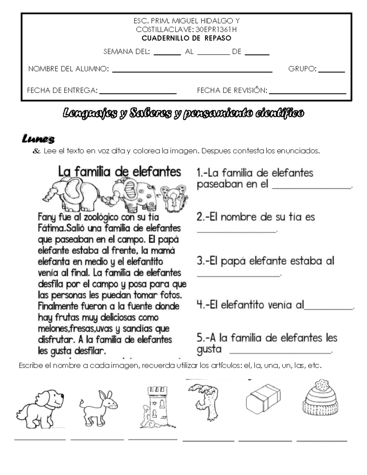 Cuadernillo de actividades semana 29 de Abril al 3 de Mayo - ESC. PRIM ...