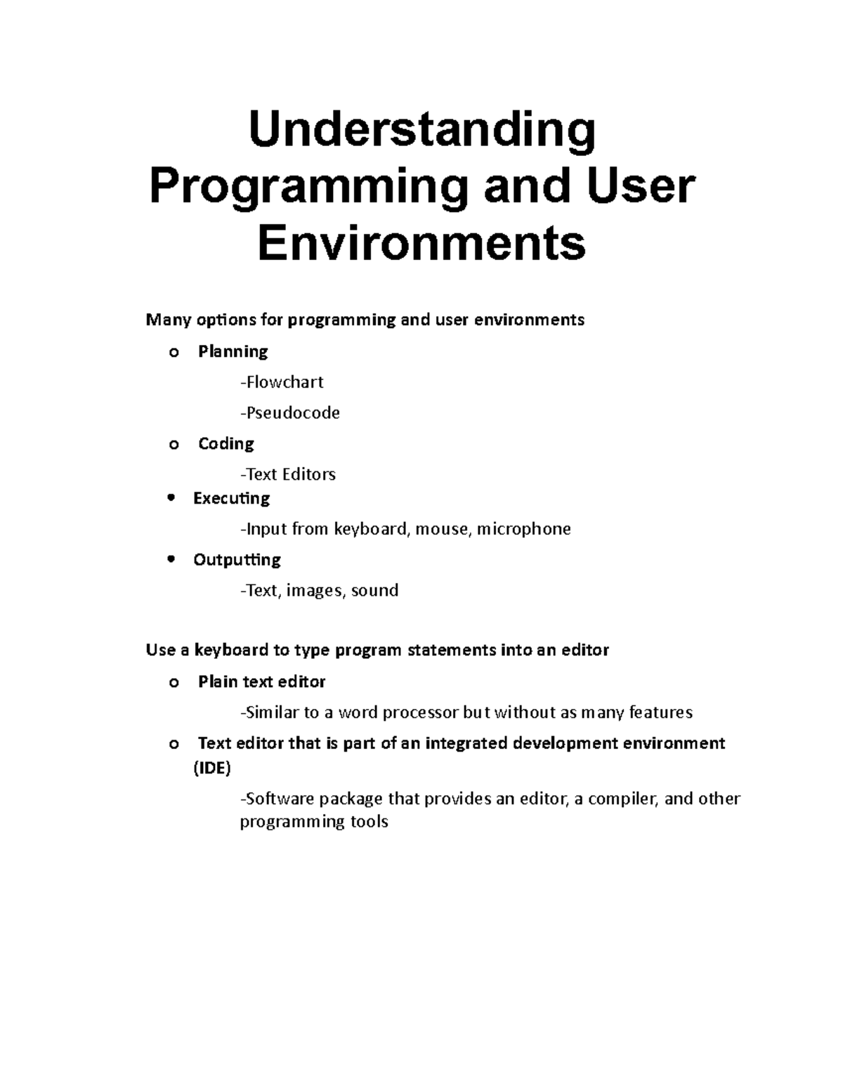 Understanding Programming and User Environments - Understanding ...