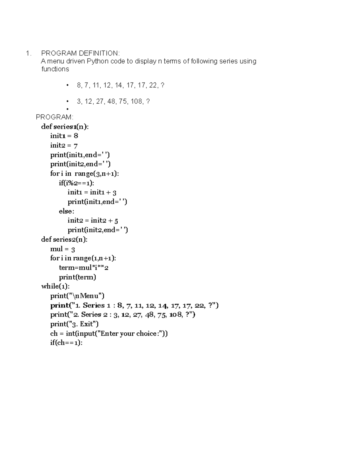 CSCRecord Progs pdated - 1. PROGRAM DEFINITION: A menu driven Python ...