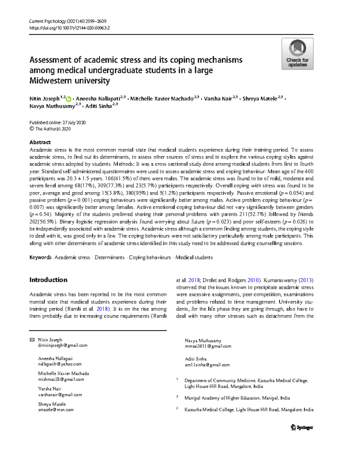S12144 020 00963 2 - NAWP - Assessment of academic stress and its ...