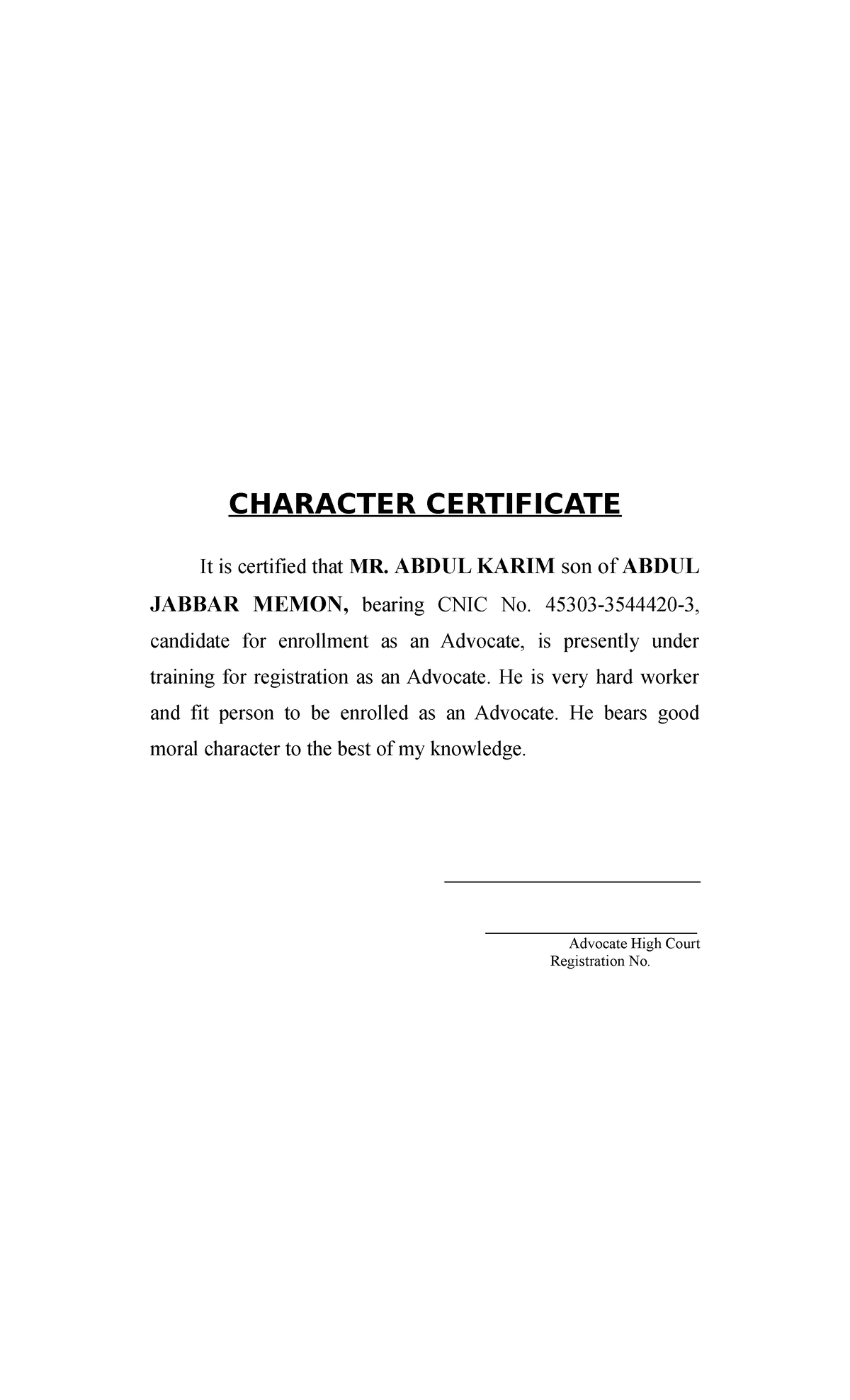 Character Certificate For Enrollment J Dot CHARACTER CERTIFICATE It 