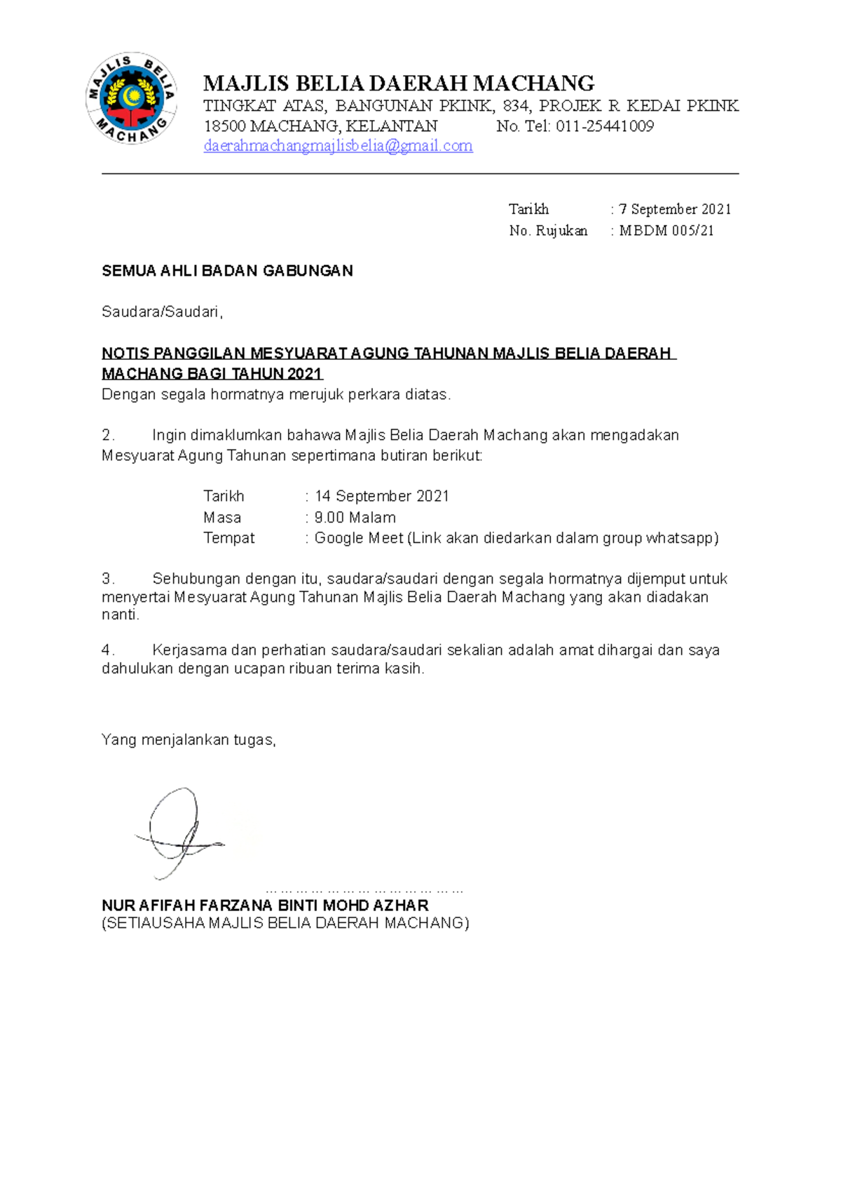 Notis mesy 2021 - MAJLIS BELIA DAERAH MACHANG TINGKAT ATAS, BANGUNAN ...