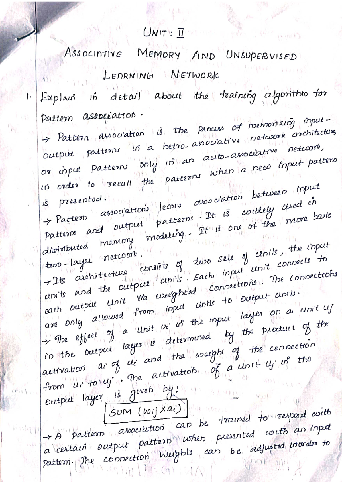NN & DL UNIT 2 - notes - UNIT: II ASSOCIATIVE MEMORY AND UNSUPERVISED ...