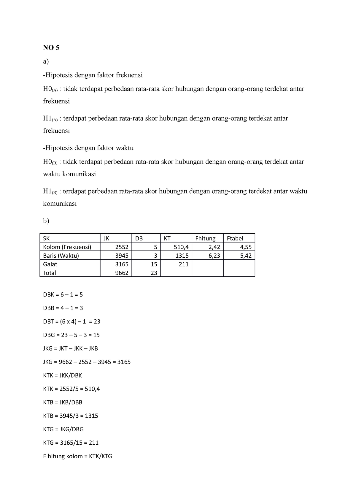 Jawaban UTS Statistika - NO 5 A) -Hipotesis Dengan Faktor Frekuensi H0 ...