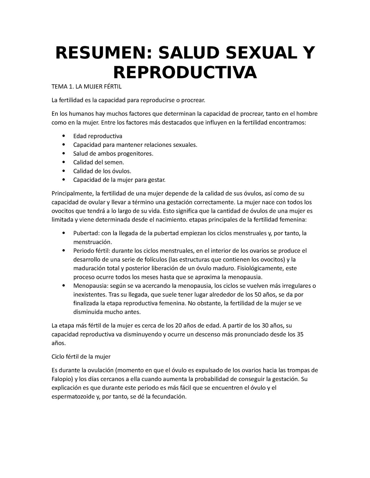 Resumen Salud Sexual Y Reproductiva Resumen Salud Sexual Y Reproductiva Tema 1 La Mujer 1886
