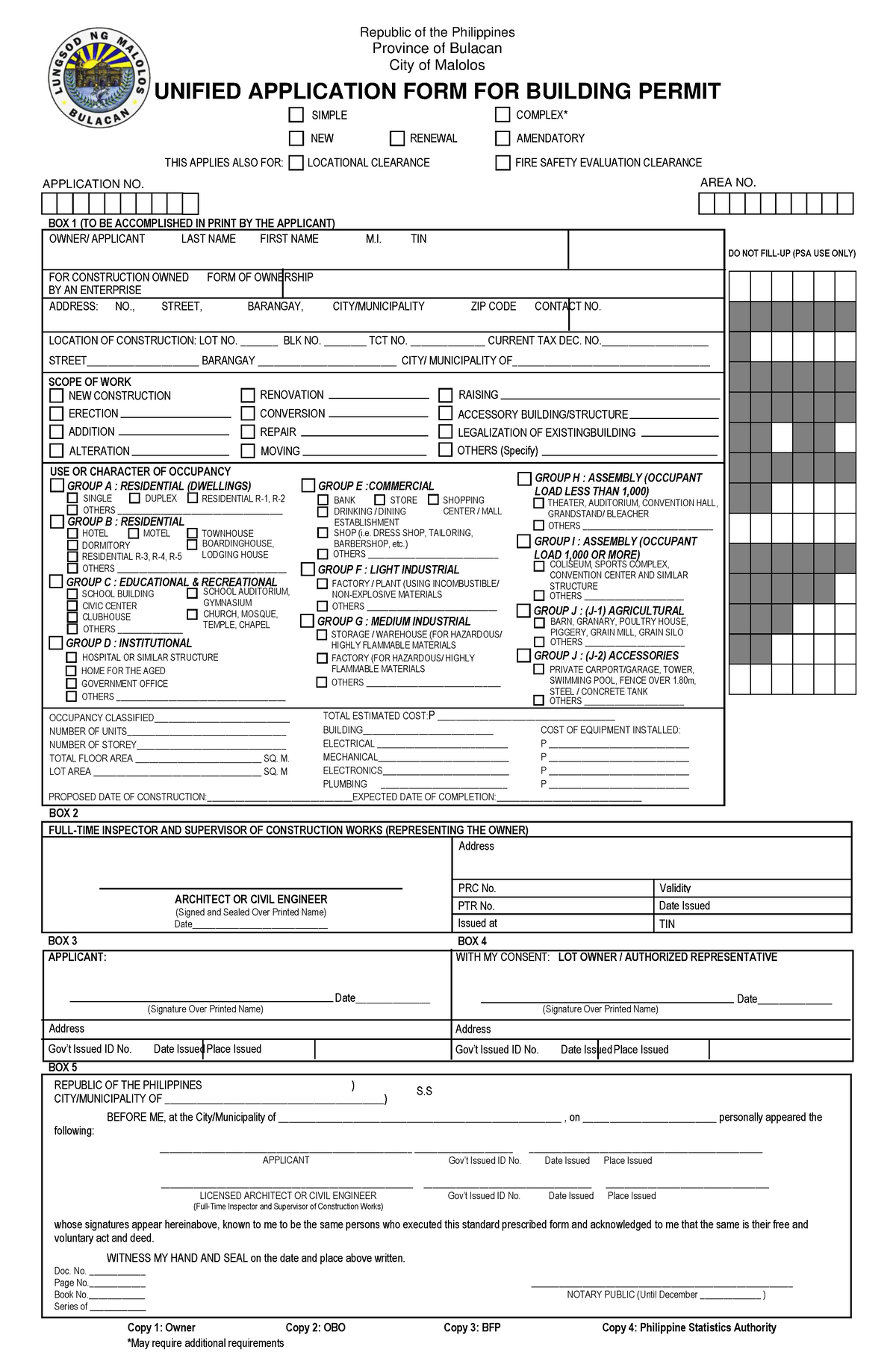 Unified- Application-FORM-FOR- Building- Permit - Republic of the