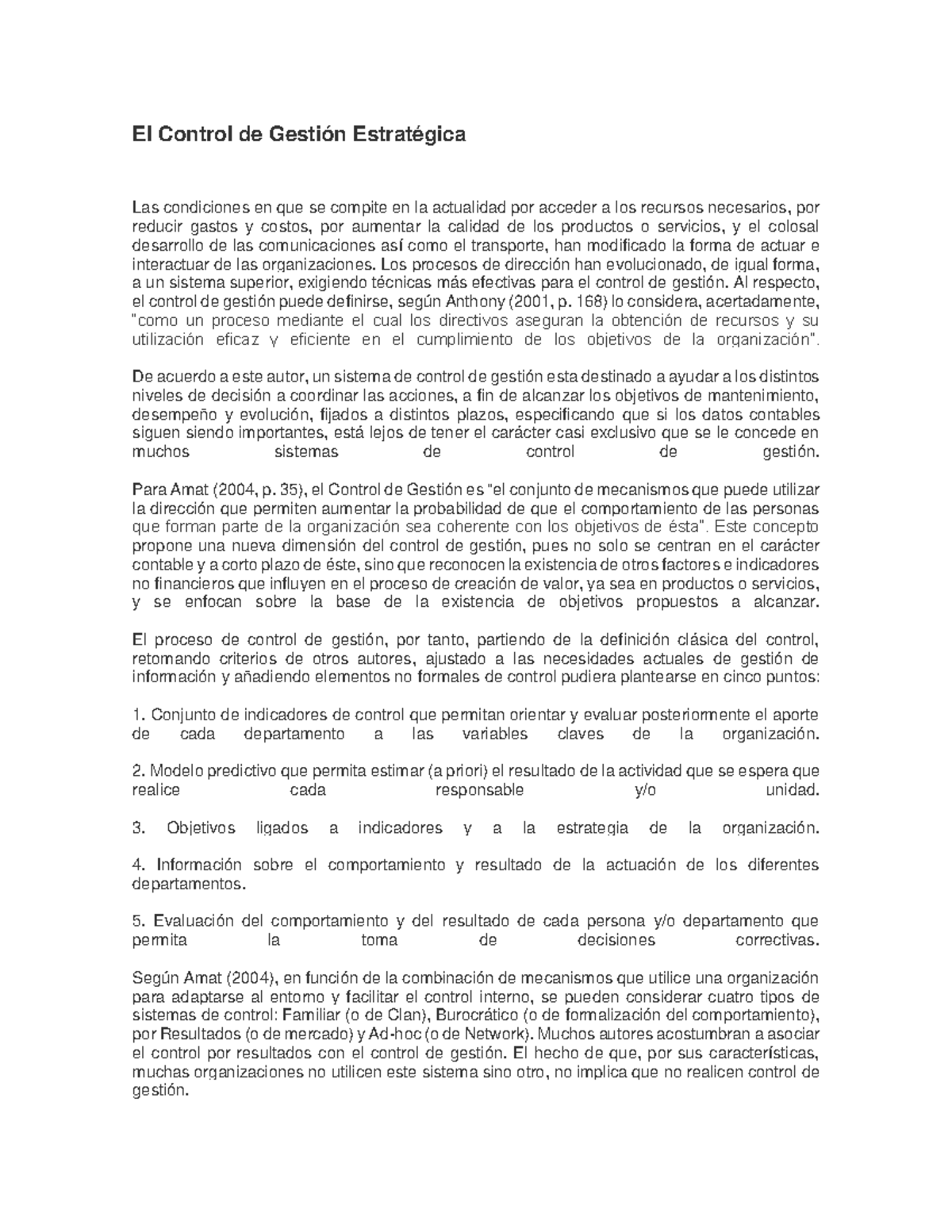 El Control de Gestión Estratégica - El Control de Gestión Estratégica ...