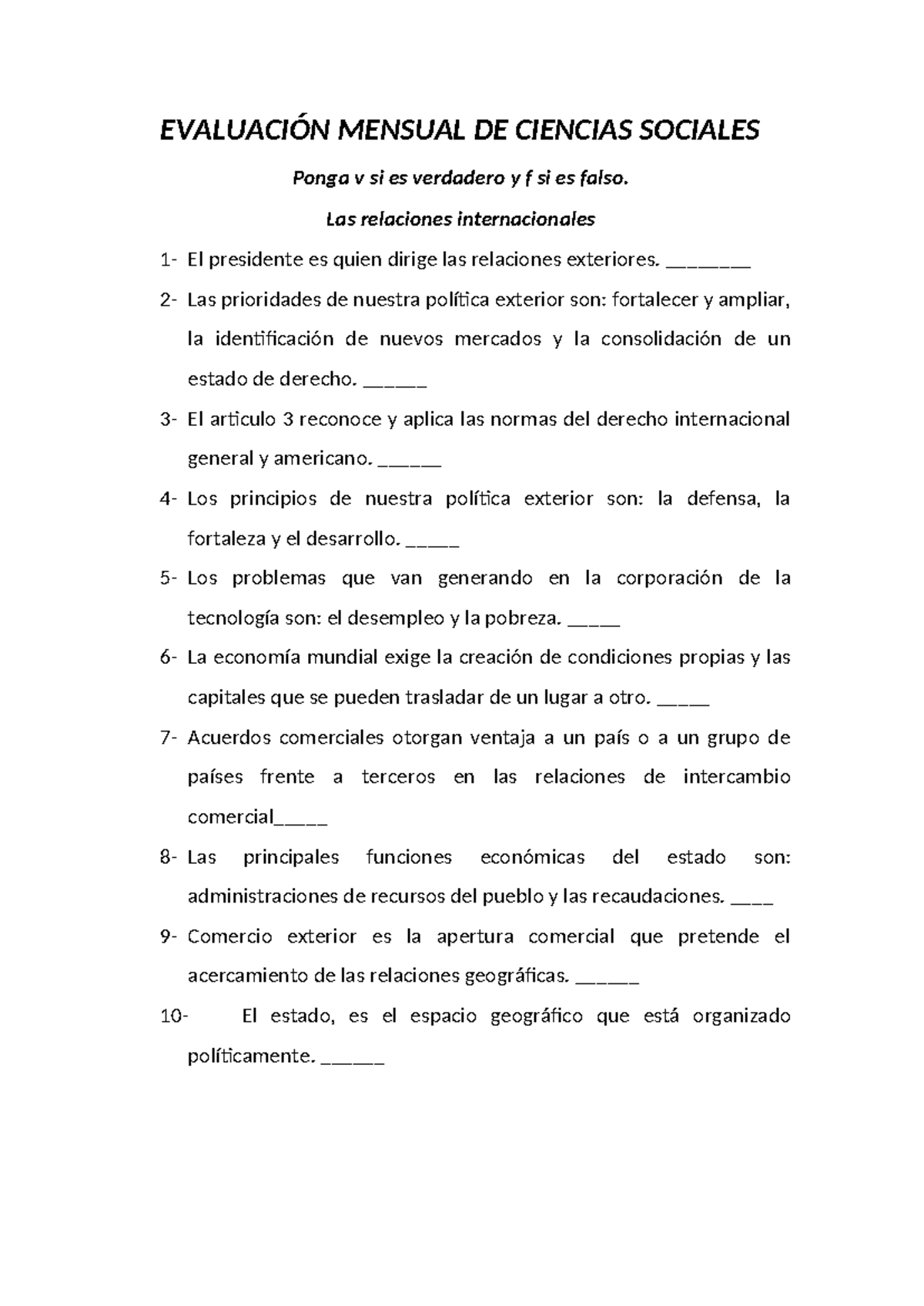 Evaluación Mensual DE Ciencias Sociales - EVALUACIÓN MENSUAL DE ...