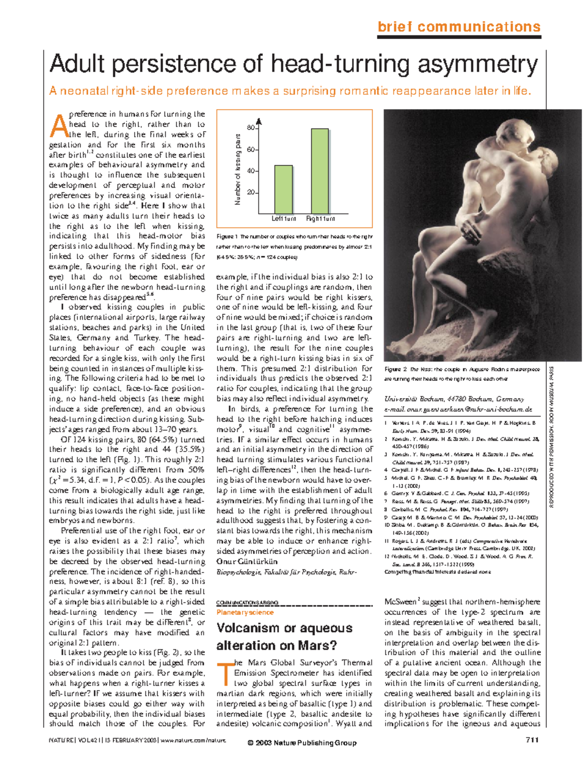 Reading on python - A preference in humans for turning the head to the ...