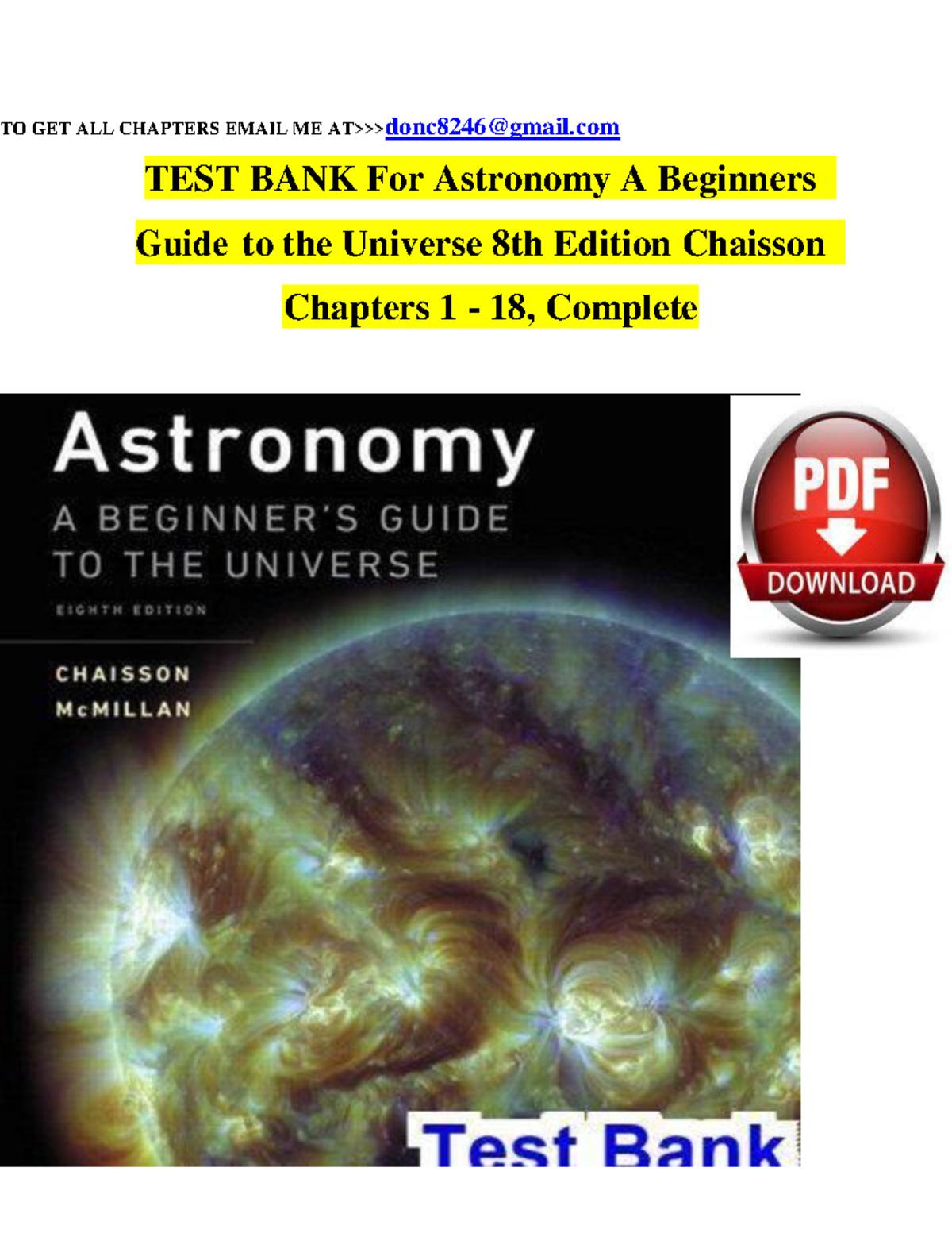 TEST BANK For Astronomy A Beginners Guide to the Universe 8th Edition ...