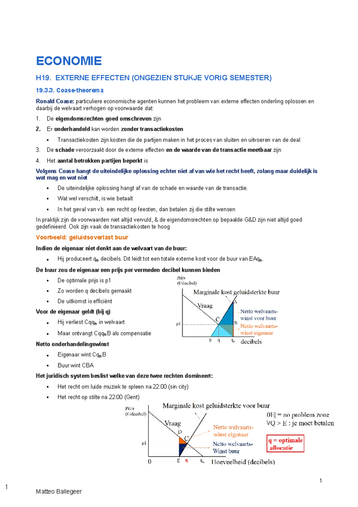 Samenvatting Economie B - ECONOMIE H19. EXTERNE EFFECTEN (ONGEZIEN ...