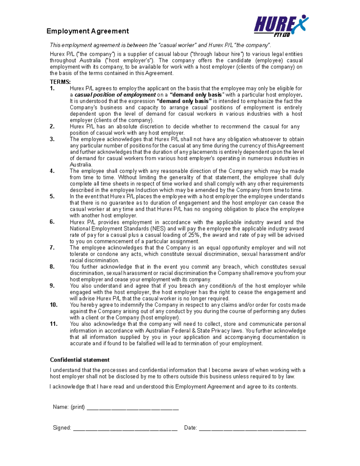 Hurex LH Employment Agreement - Employment Agreement This employment ...