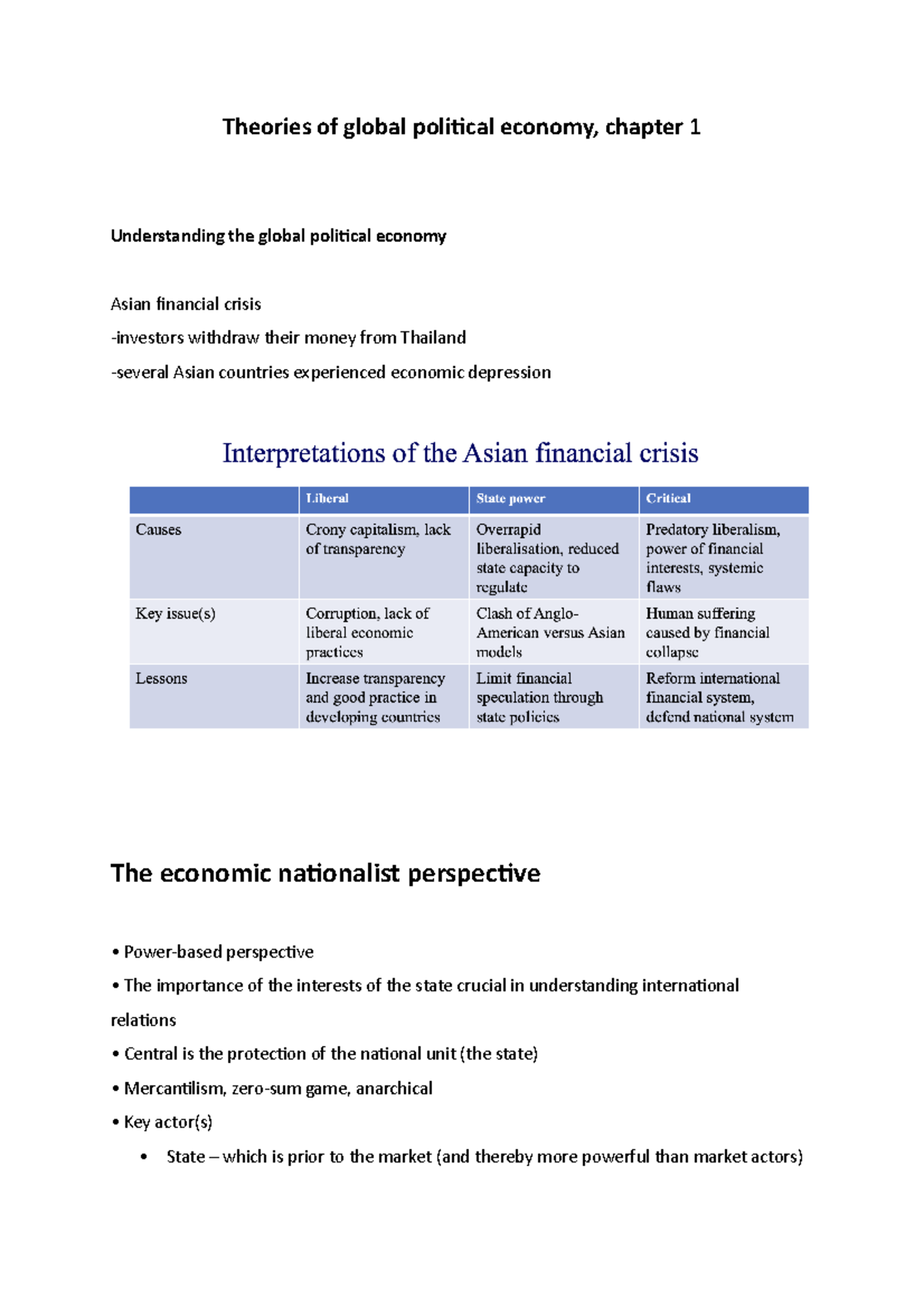 1 Theories of global political economy, chapter 1 - Until the 19th ...